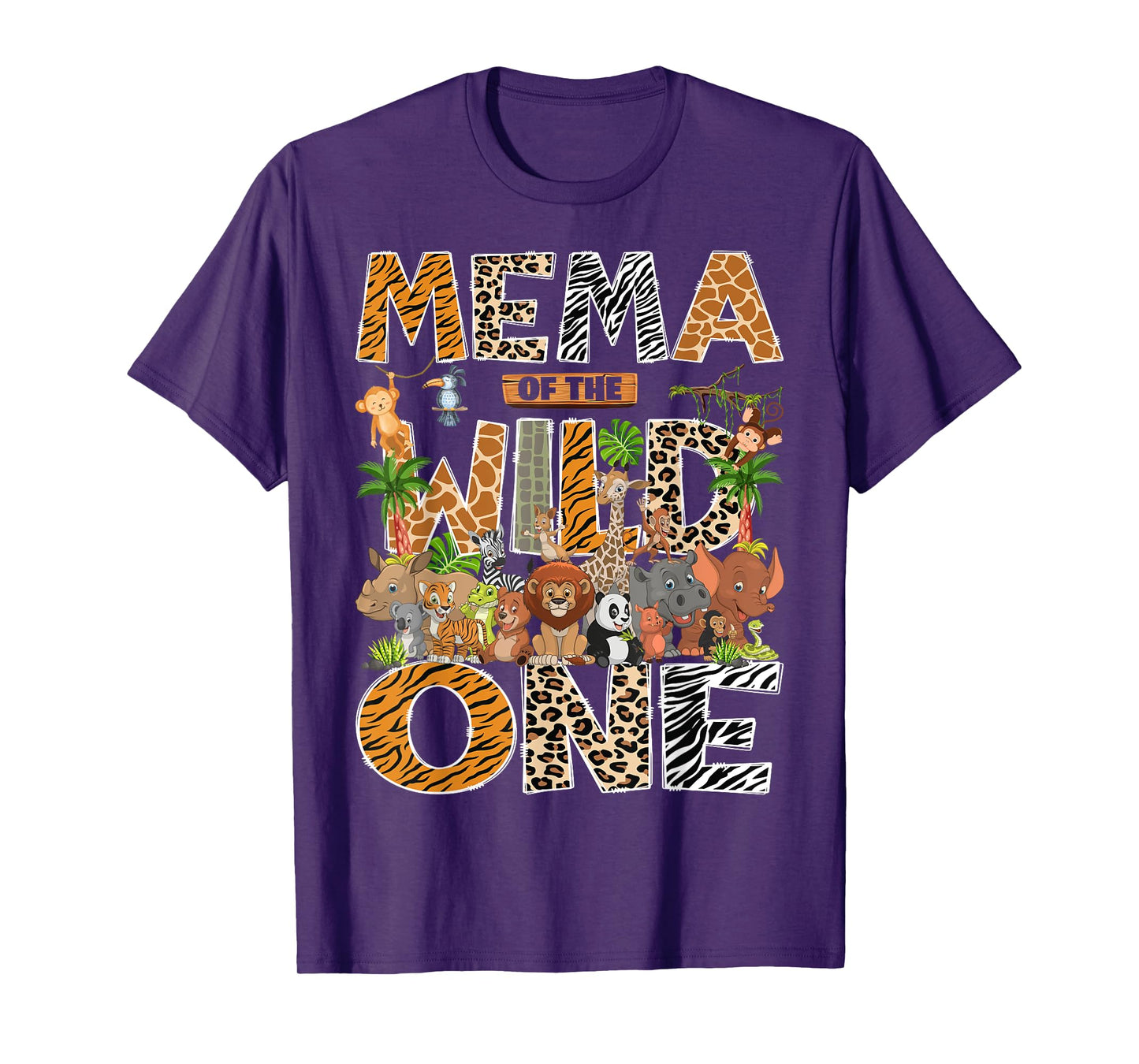 Mema Of The Wild One Safari Zoo Animal 1St Birthday T-Shirt
