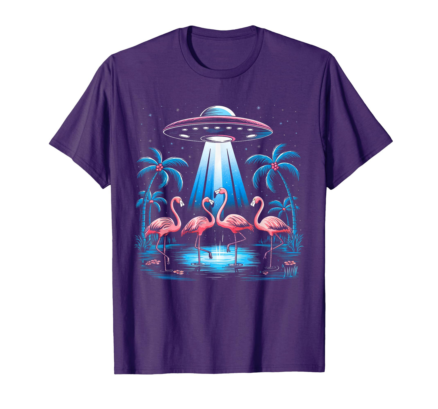 Flamingo Shirt Men Women Boys Girls Funny Alien Flamingo UFO T-Shirt