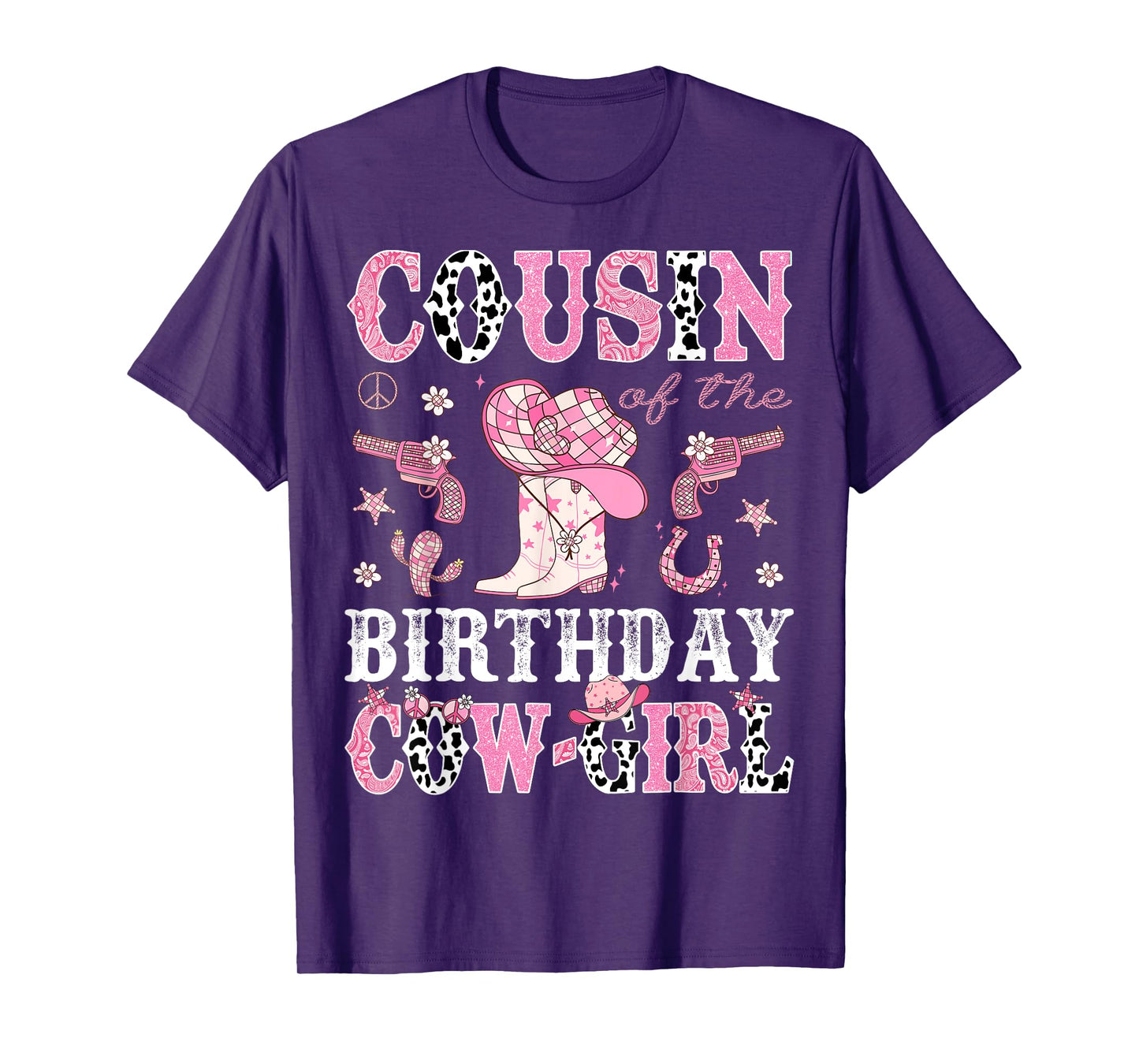 Cousin Of The Birthday CowGirl Pink Disco Rodeo Western T-Shirt