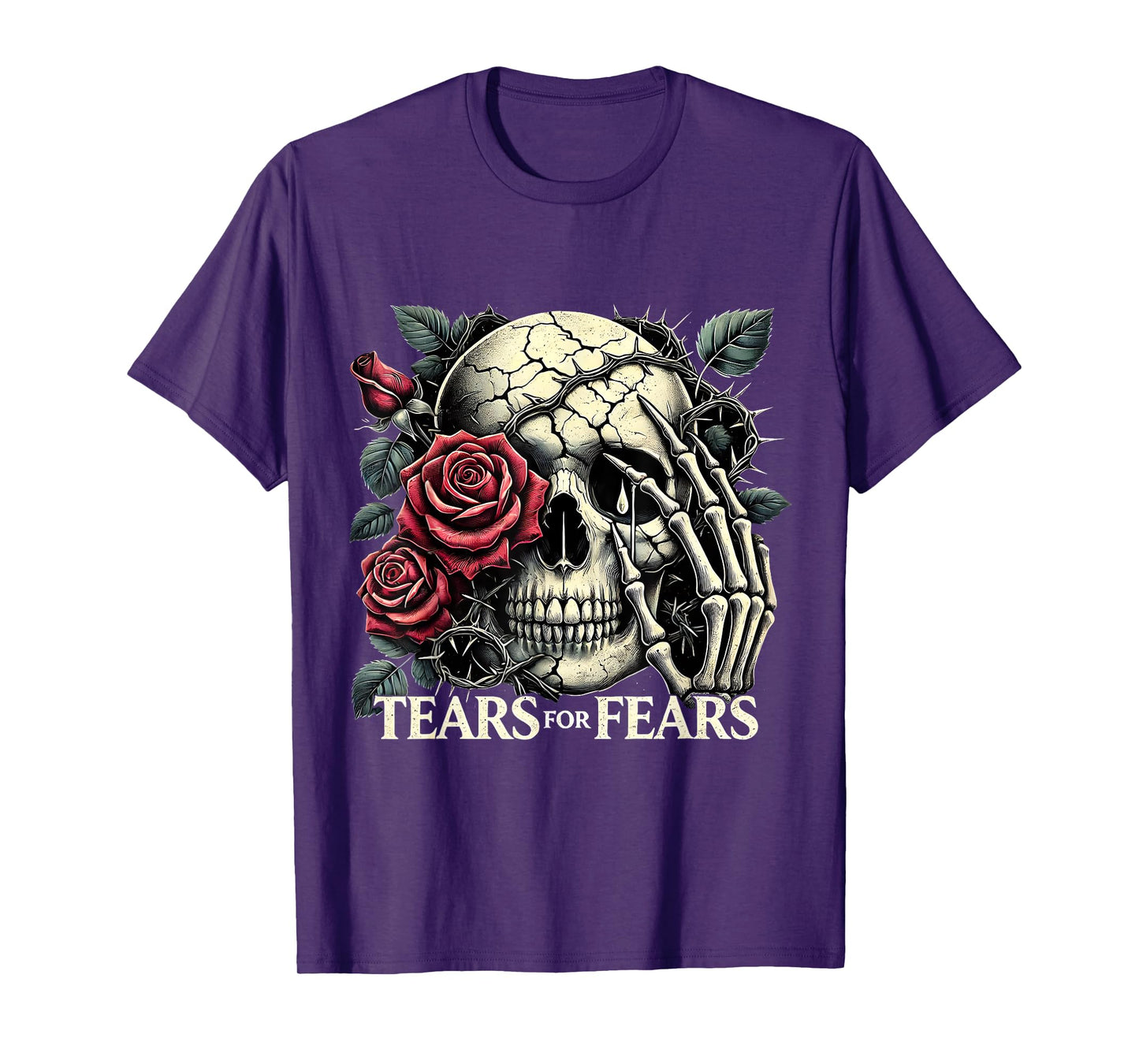 Tears for Fears Gothic Skull and Roses Dark Aesthetic T-Shirt
