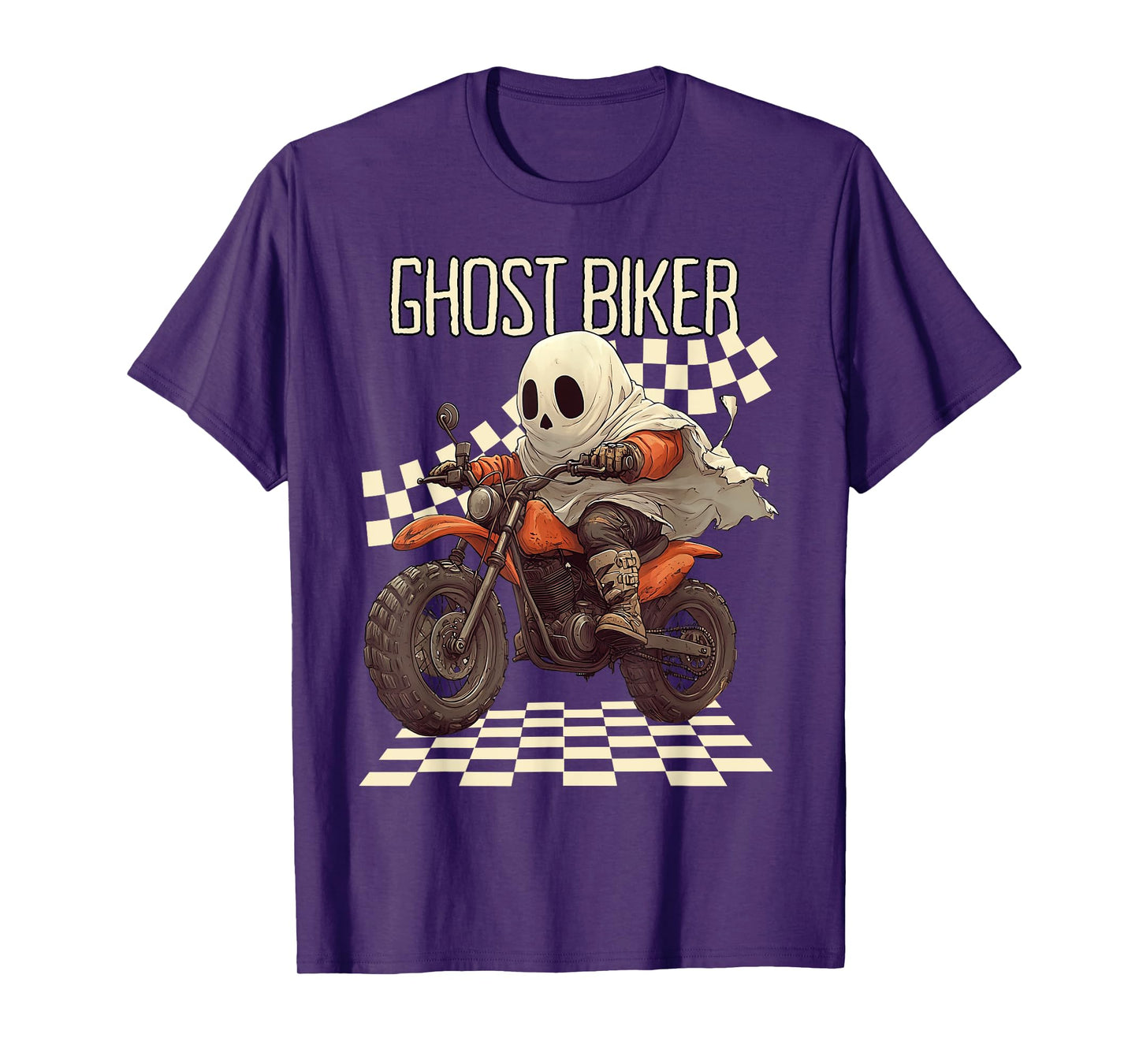 Funny Halloween Ghost Biker on Motorcycle T-Shirt