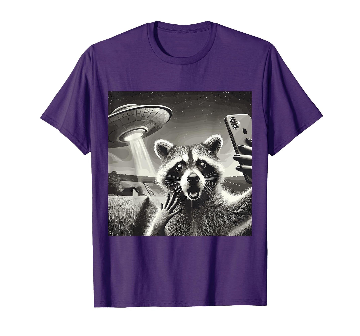 Racoon Selfie With Alien UFO Funny Raccoon T-Shirt