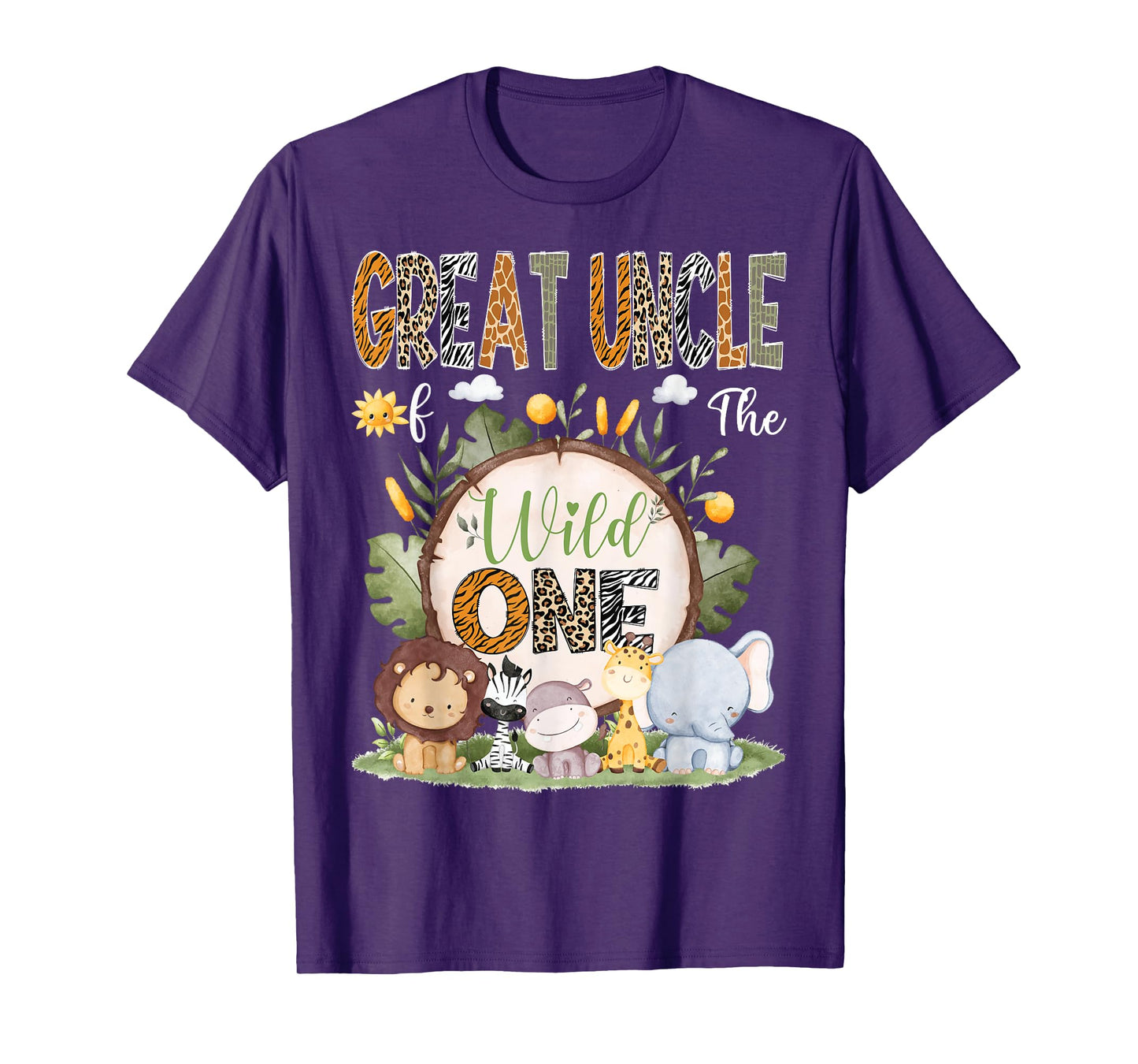 Great Uncle Of The Wild One 1St Birthday Kid Safari Woodland T-Shirt