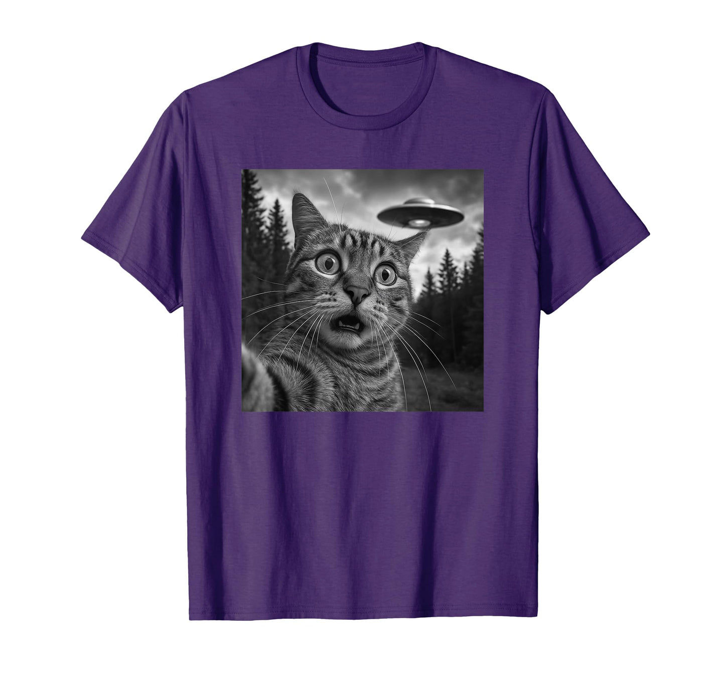 Funny Cat Selfie UFO Alien Spaceship Abduction Gift Men Women Kids T-Shirt
