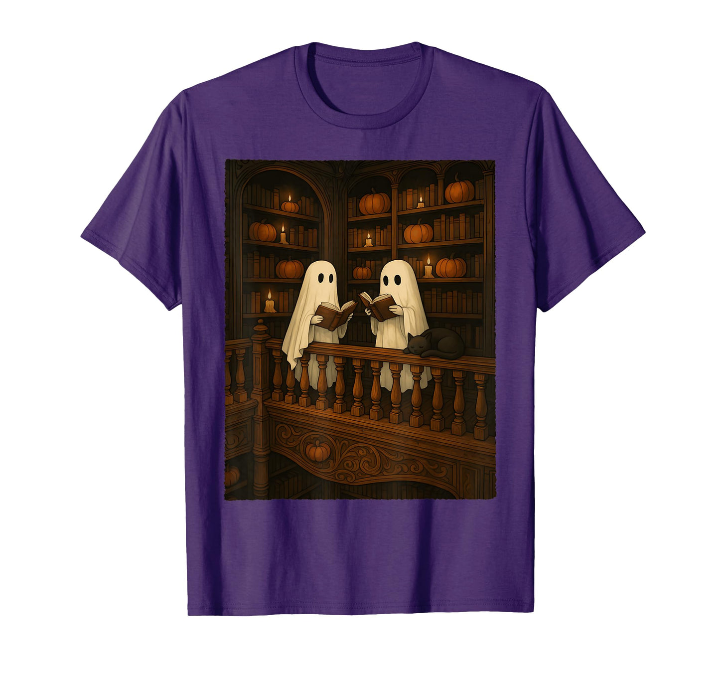 Two Ghost Reading Books Teacher Halloween Men Women Kid T-Shirt