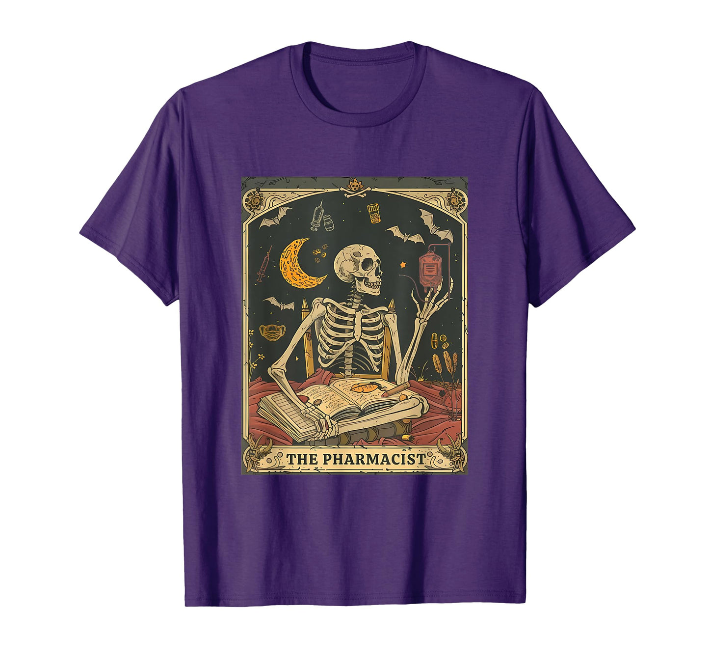 Pharmacist Skeleton Tarot Card Pharmacy Tech Medical Student T-Shirt