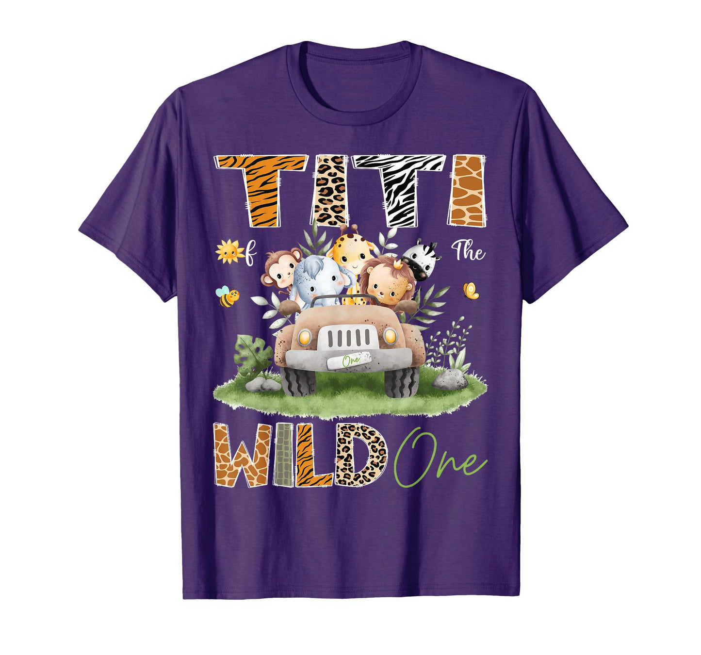 Titi of the Wild One 1St Birthday Safari Animals Truck T-Shirt