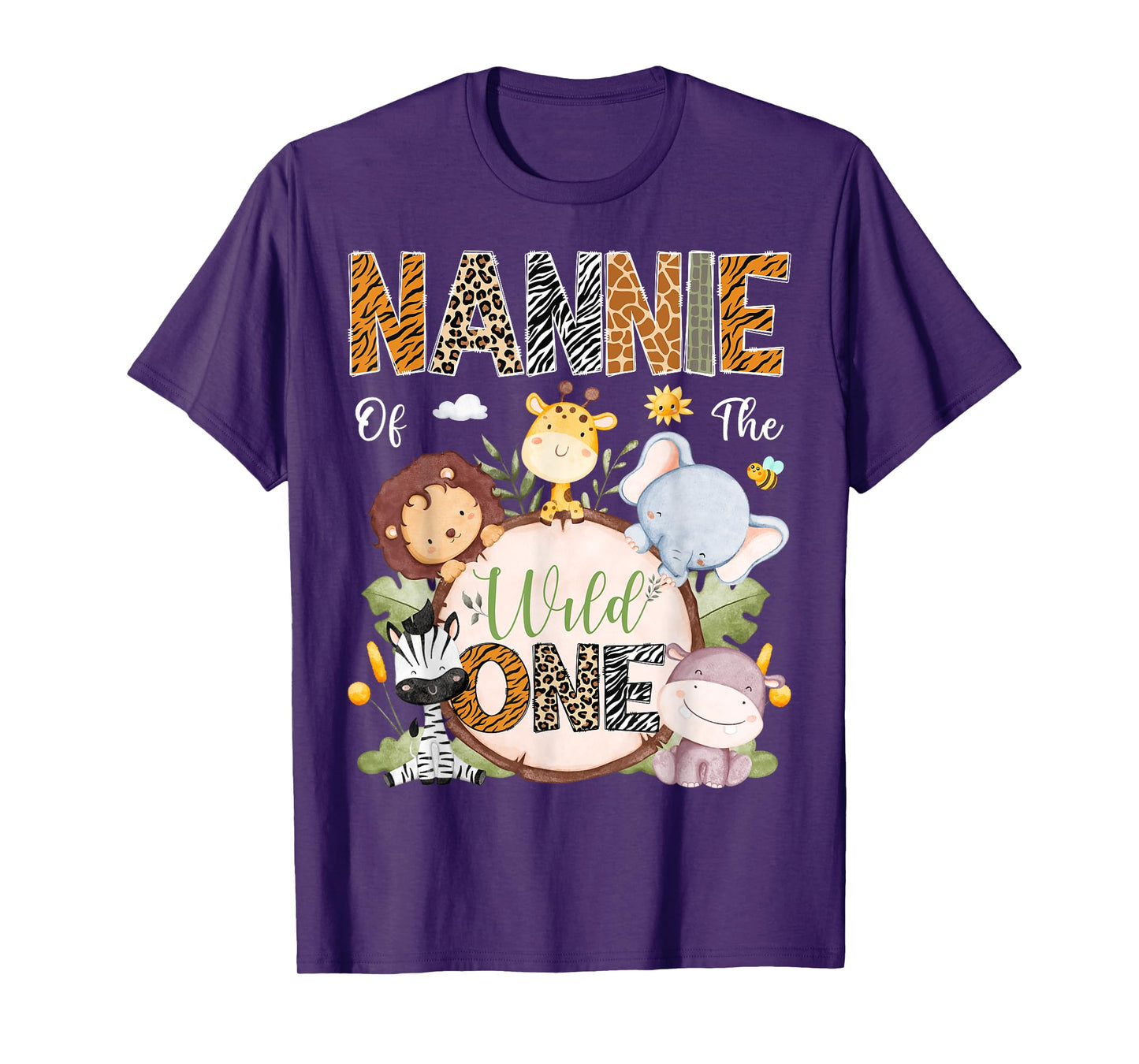 Nannie Of The Wild One 1St Birthday Safari Jungle Animals T-Shirt