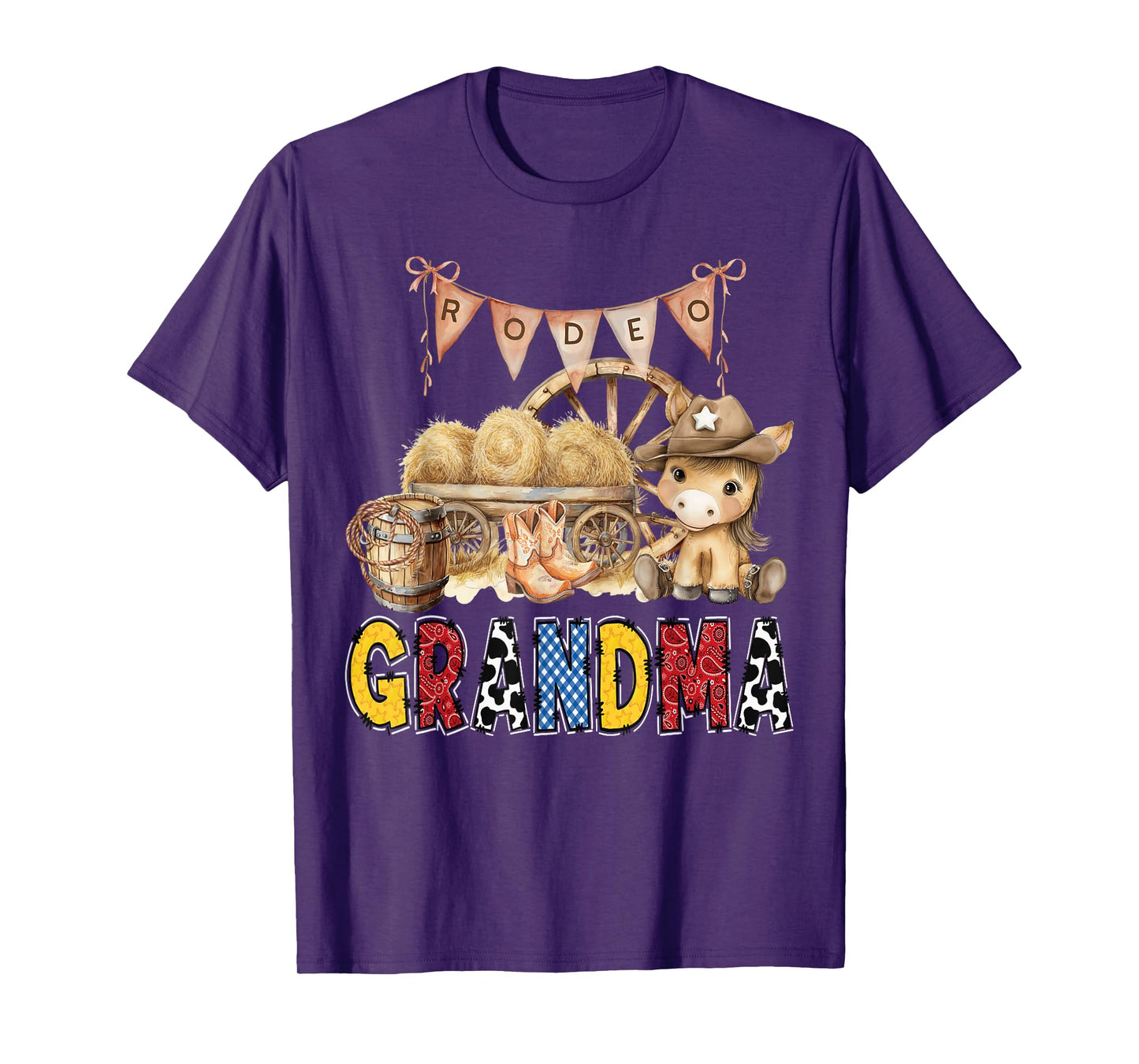 Rodeo Grandma Western Cowboy Birthday Family Matching T-Shirt
