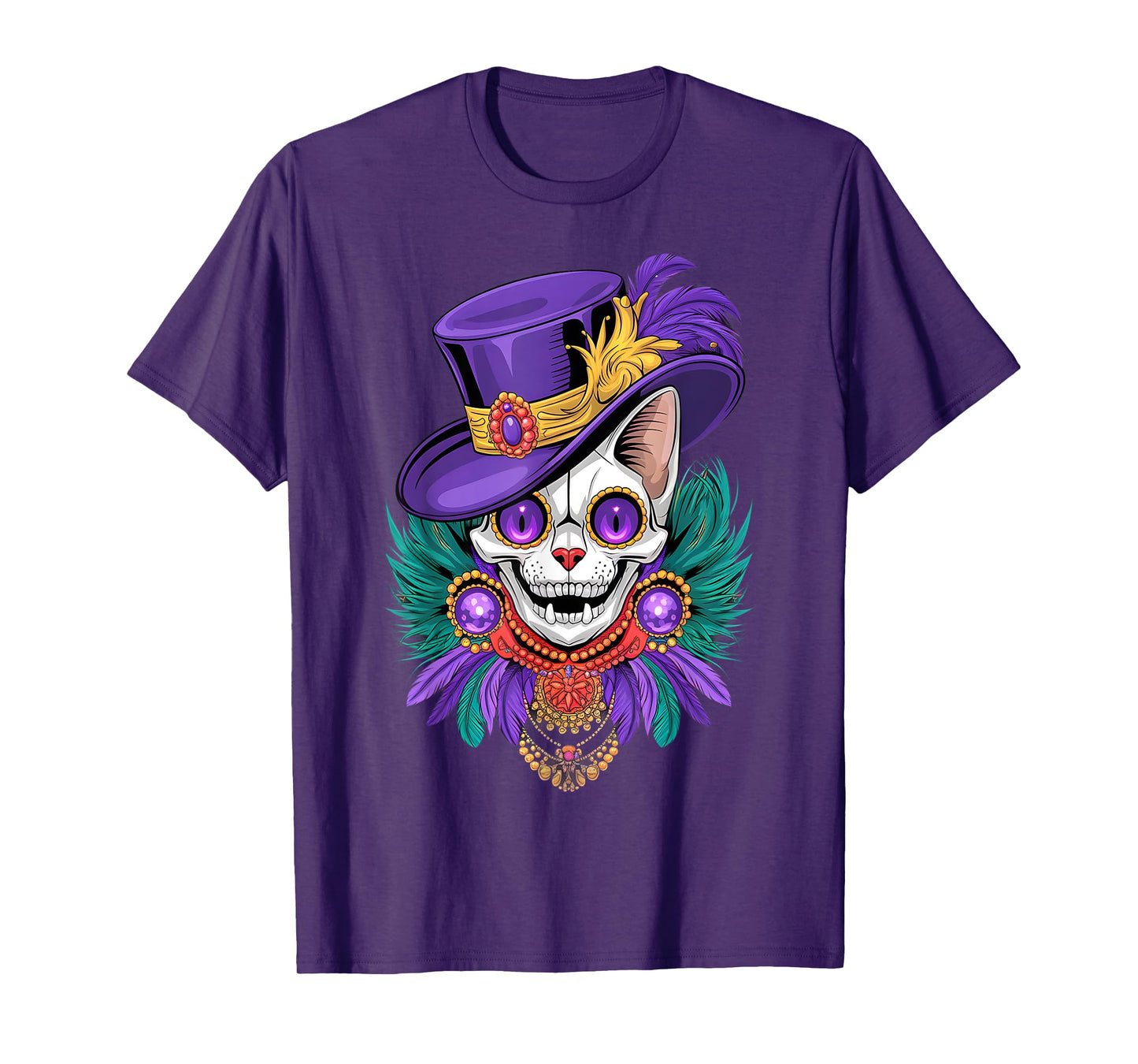Mardi Gras Cat Sugar Skull Carnival New Orleans Men Women T-Shirt