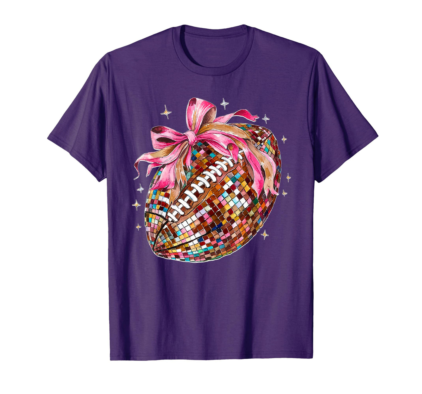 Coquette Bow Disco Funny Football Game Day Touchdown Season T-Shirt