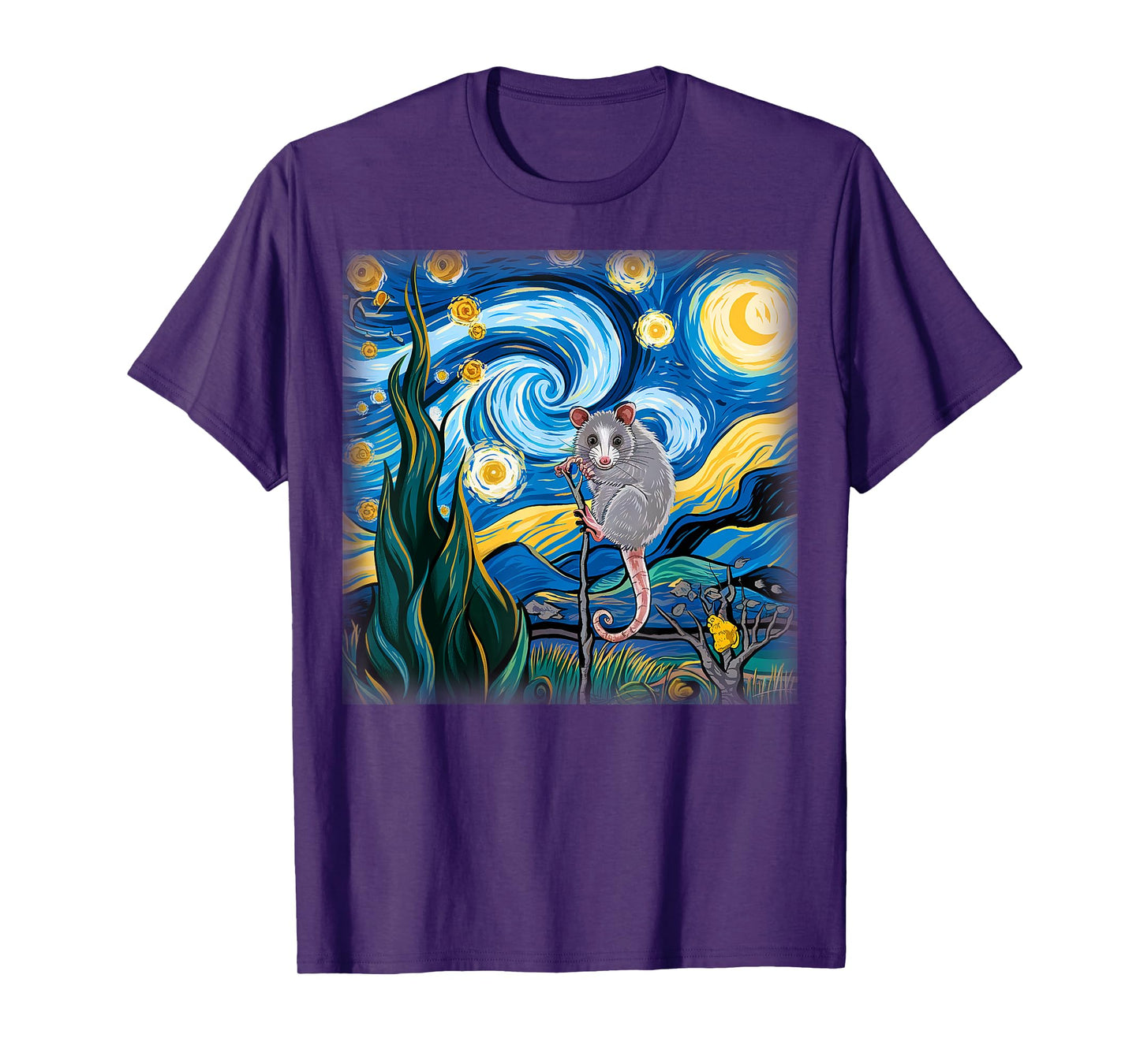 Starry Night Opossum Van Gogh Possum Rodent Gifts Men Women T-Shirt