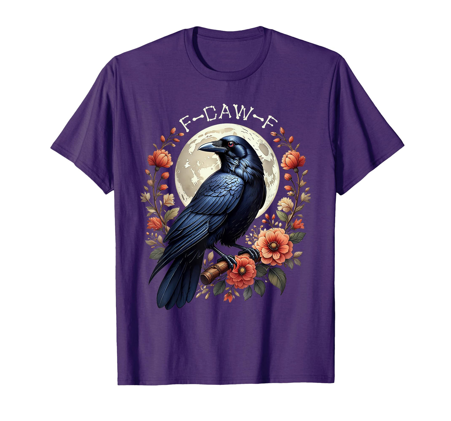F-Caw-F Crow Funny Raven Moon Adult Humor Nature Graphic T-Shirt