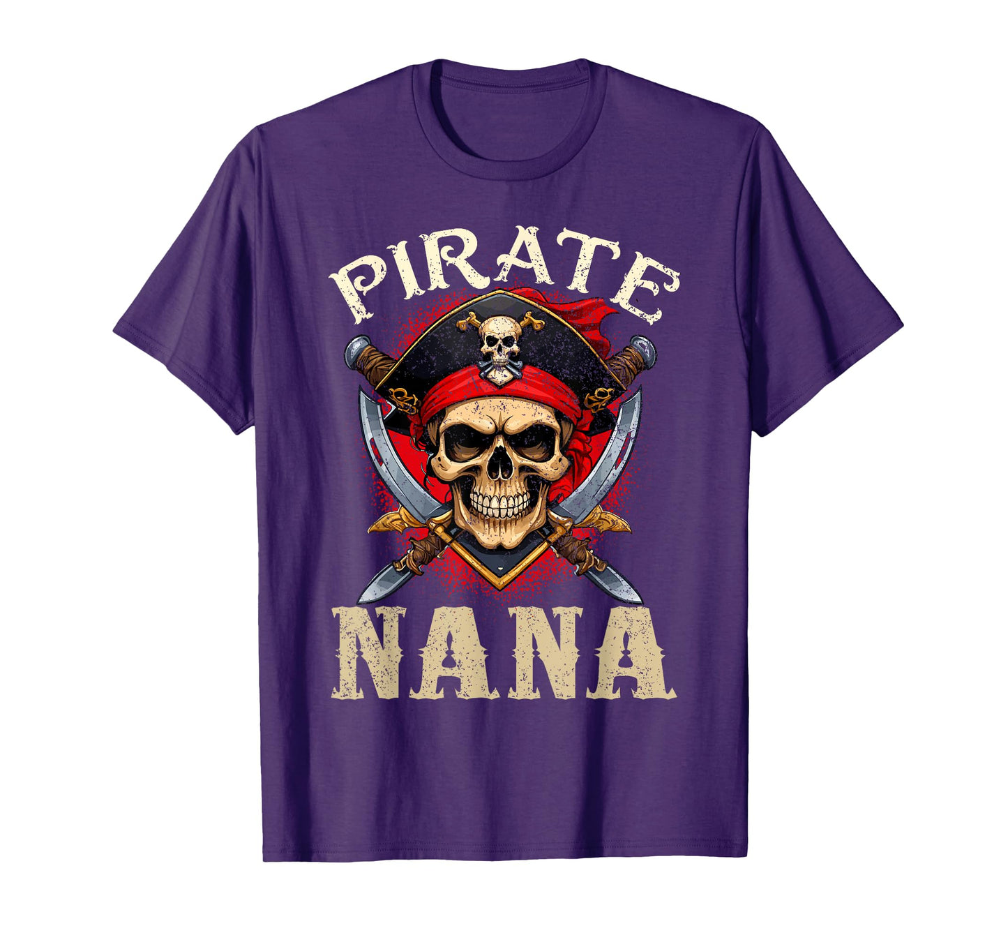 Pirate Nana Skull Jolly Roger Halloween Pirate Family T-Shirt
