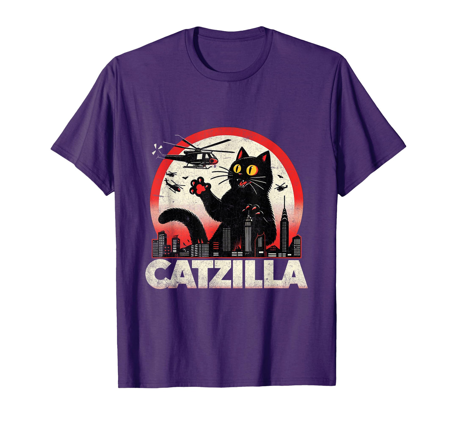 Retro Catzilla Cat Lovers Graphic Gifts Cat Mom Dad Catzilla Men Women Kids T-Shirt