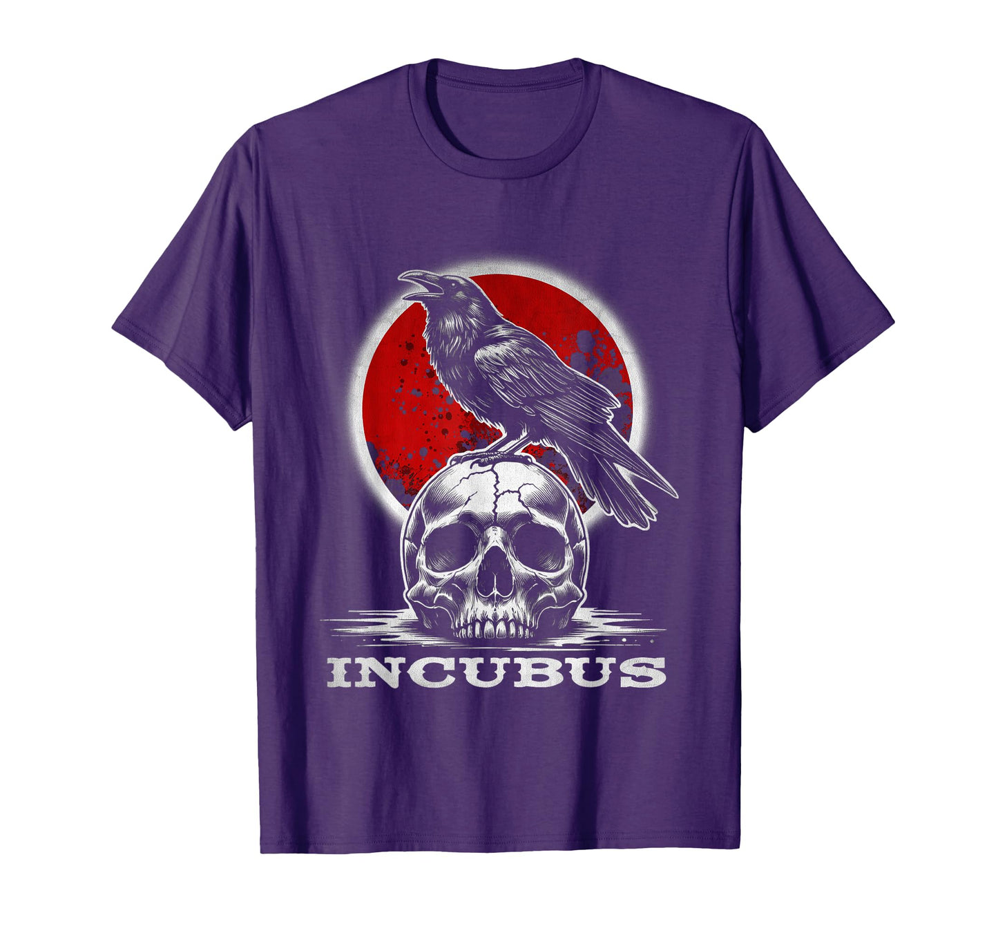 Incubus Skull with Moon and Crow Gothic Halloween Art T-Shirt