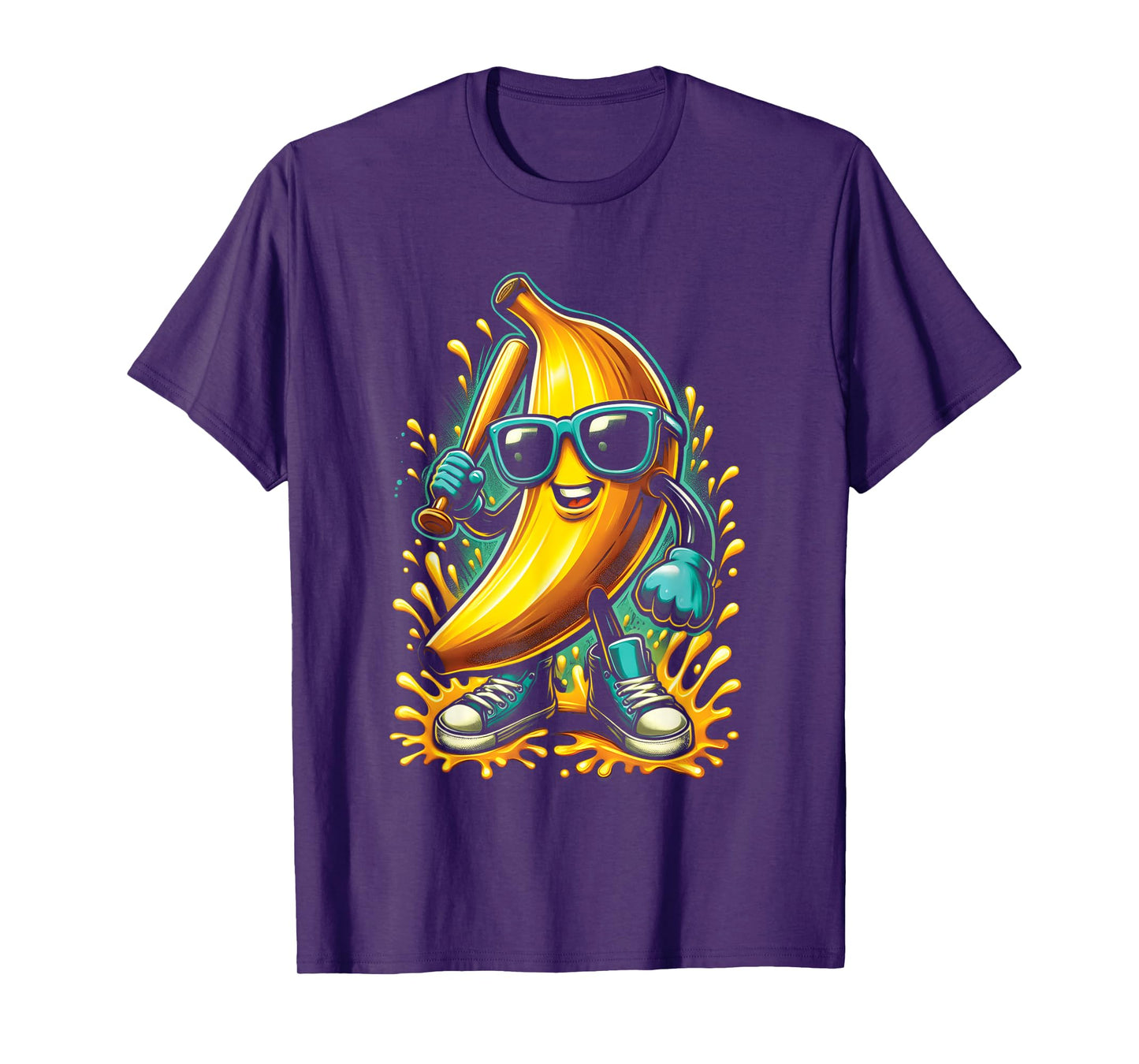 Banana Playing Baseball Meme Fruit Lover Baseball Player T-Shirt