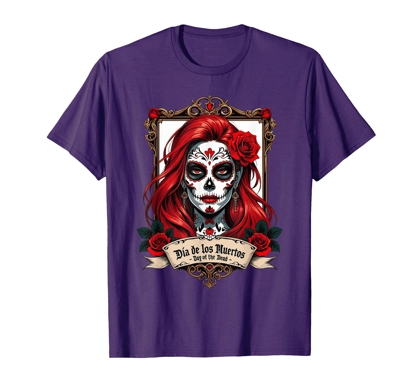Floral Sugar Skull Day of the Dead Dia De Muertos T-Shirt