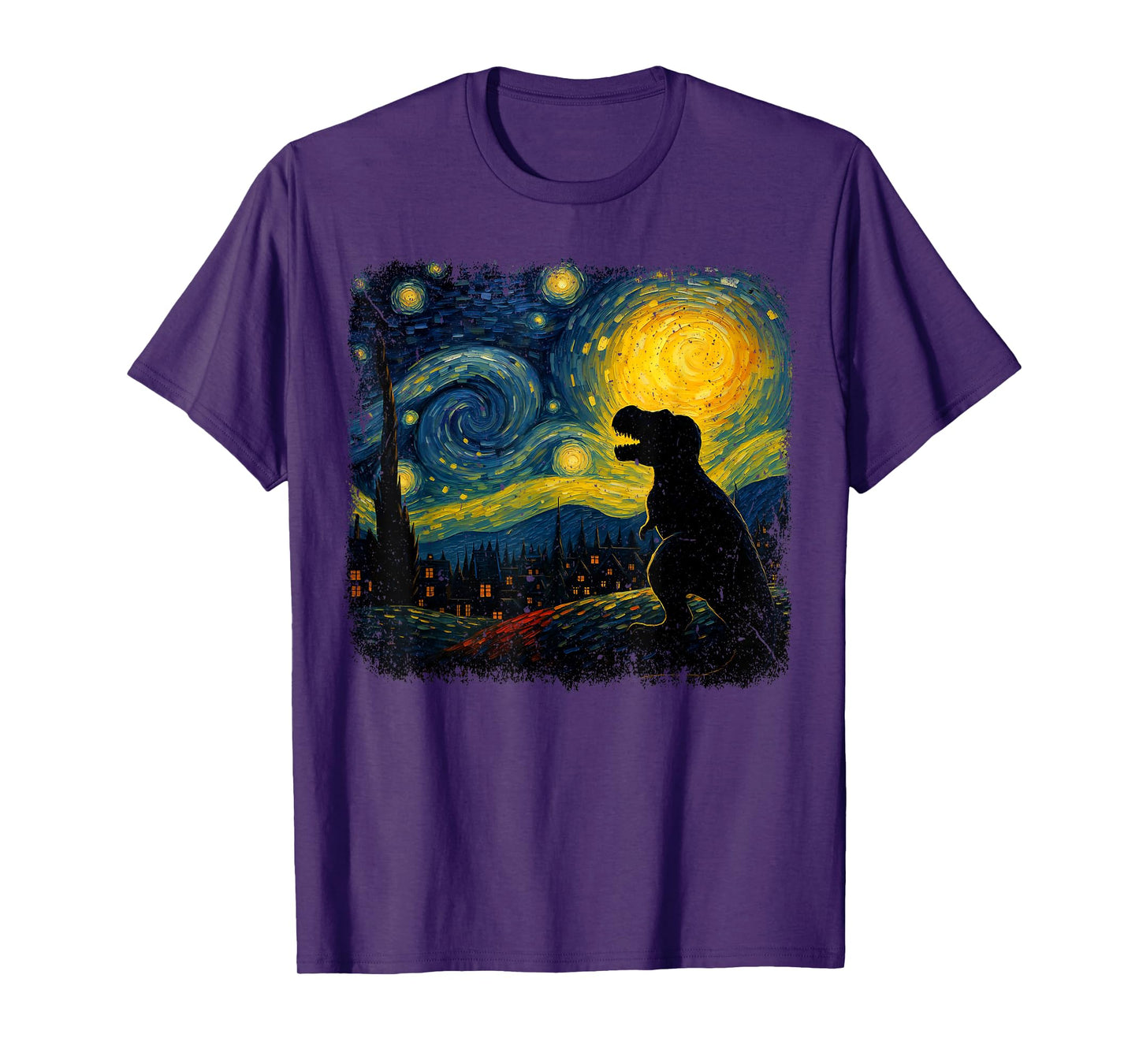 T Rex Starry Night Van Gogh Dinosaus Gifts Men Women Kid T-Shirt