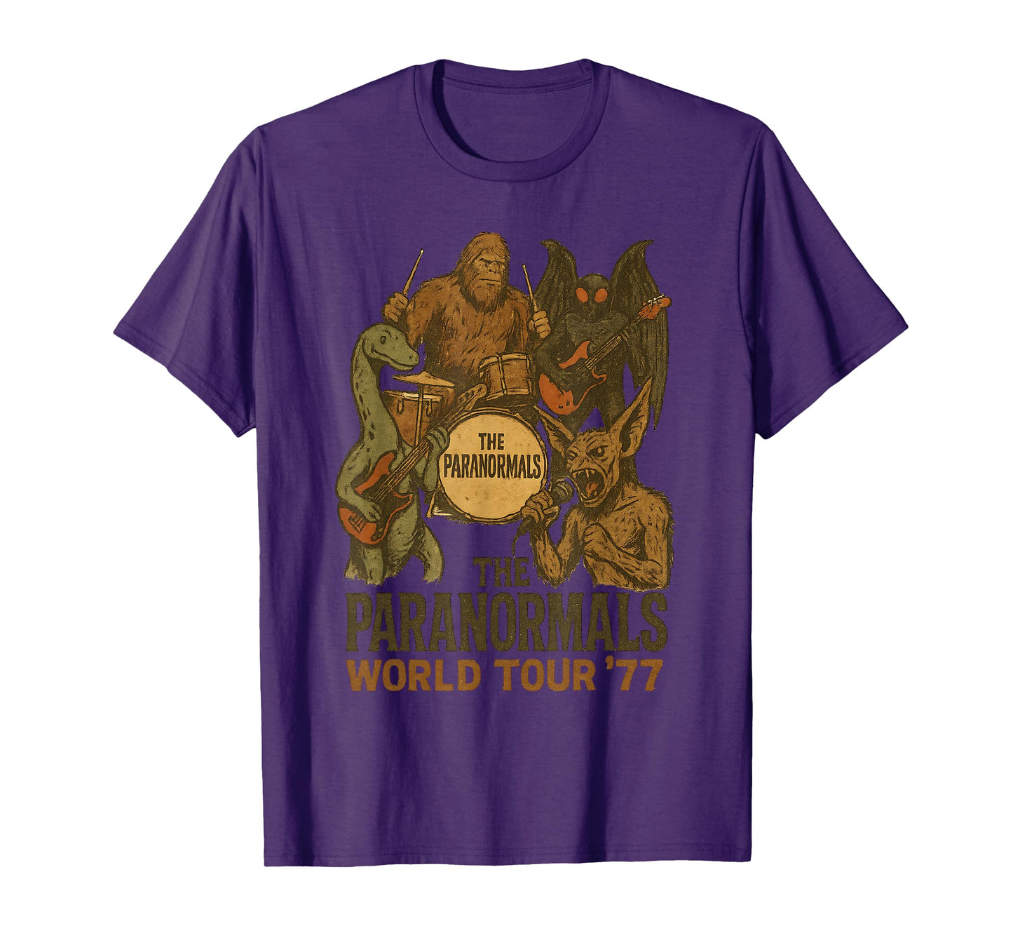 The Paranormal Cryptid Bigfoot Mothman Music Band World Tour T-Shirt