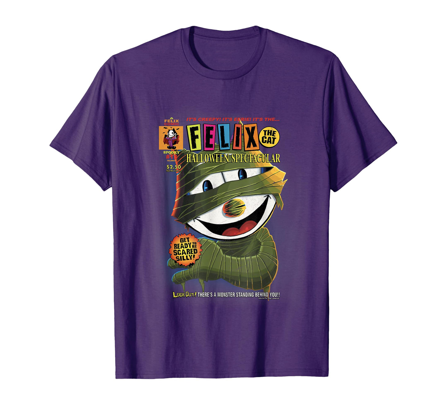 Felix The Cat Spectacular Halloween Comic Book Style T-Shirt for Men Women Kids