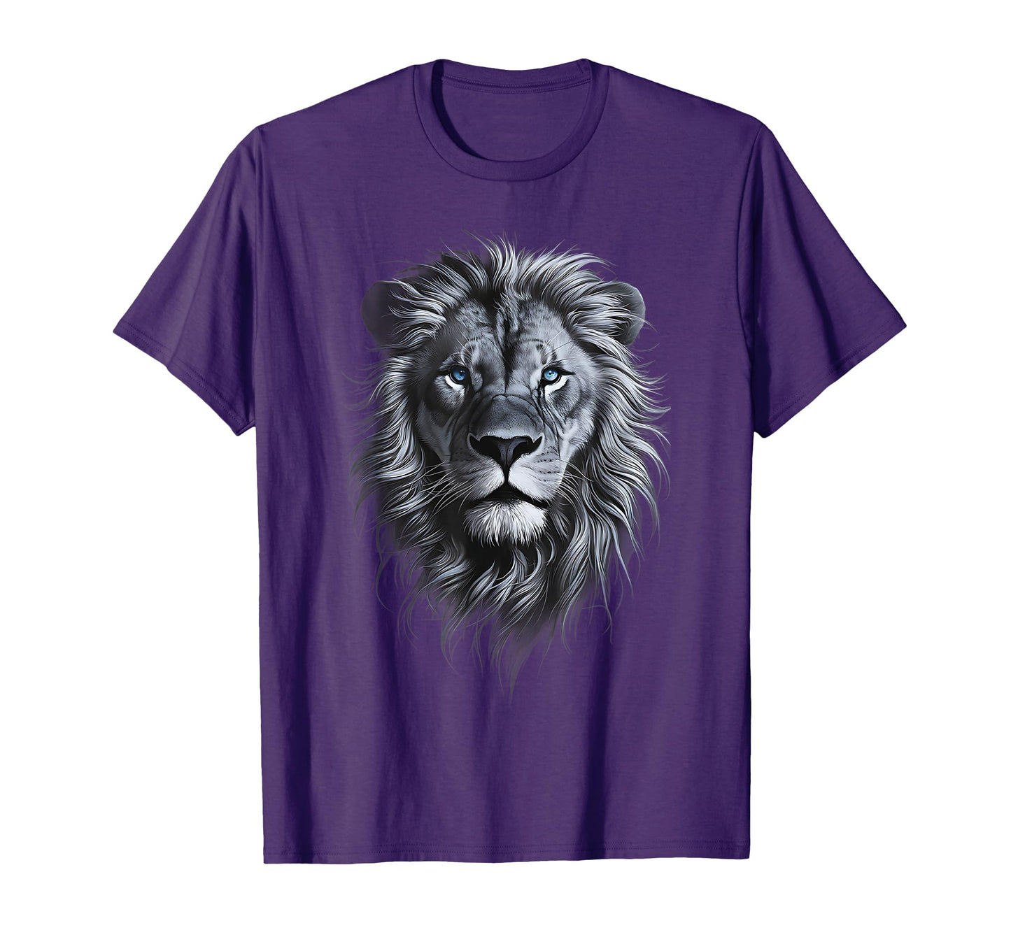 Lion Head With Blue Eyes Black art for lions lover Animals T-Shirt