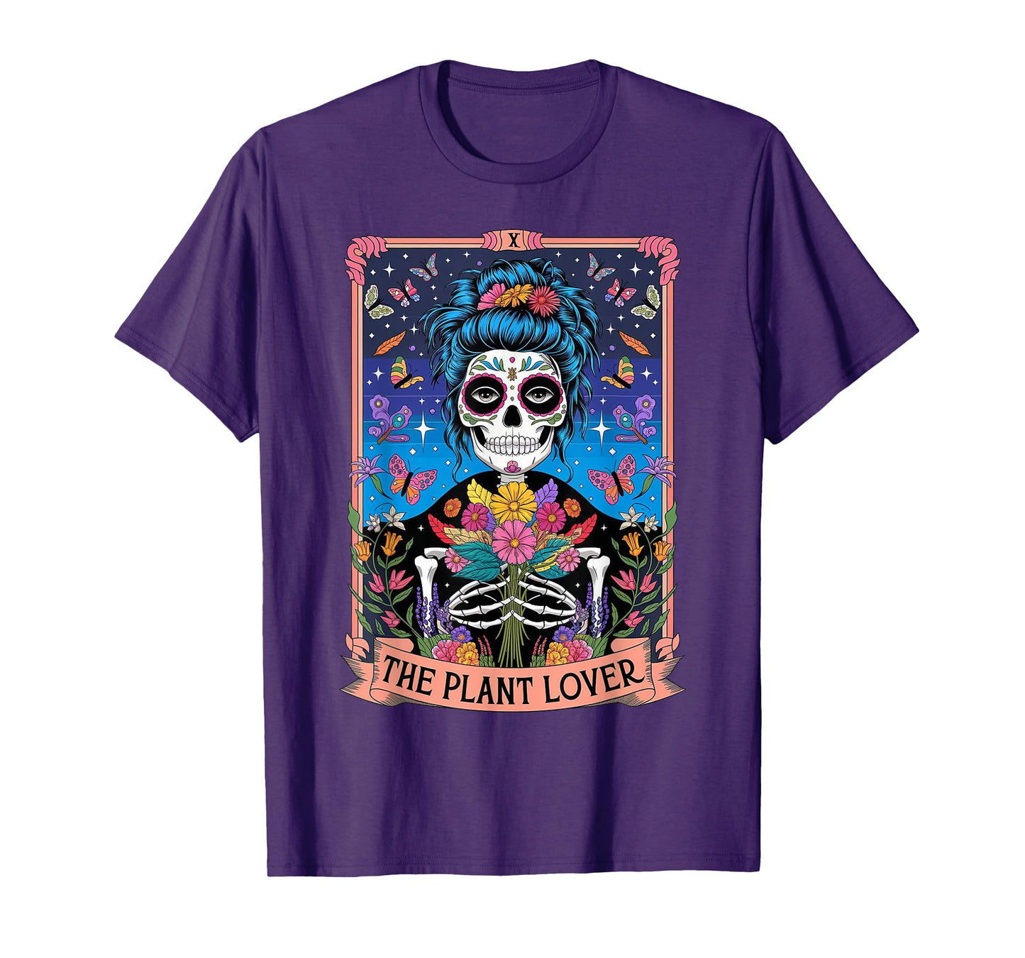 The Plant Lady Funny Mystic Skeleton Tarot Cards Plant Lover T-Shirt
