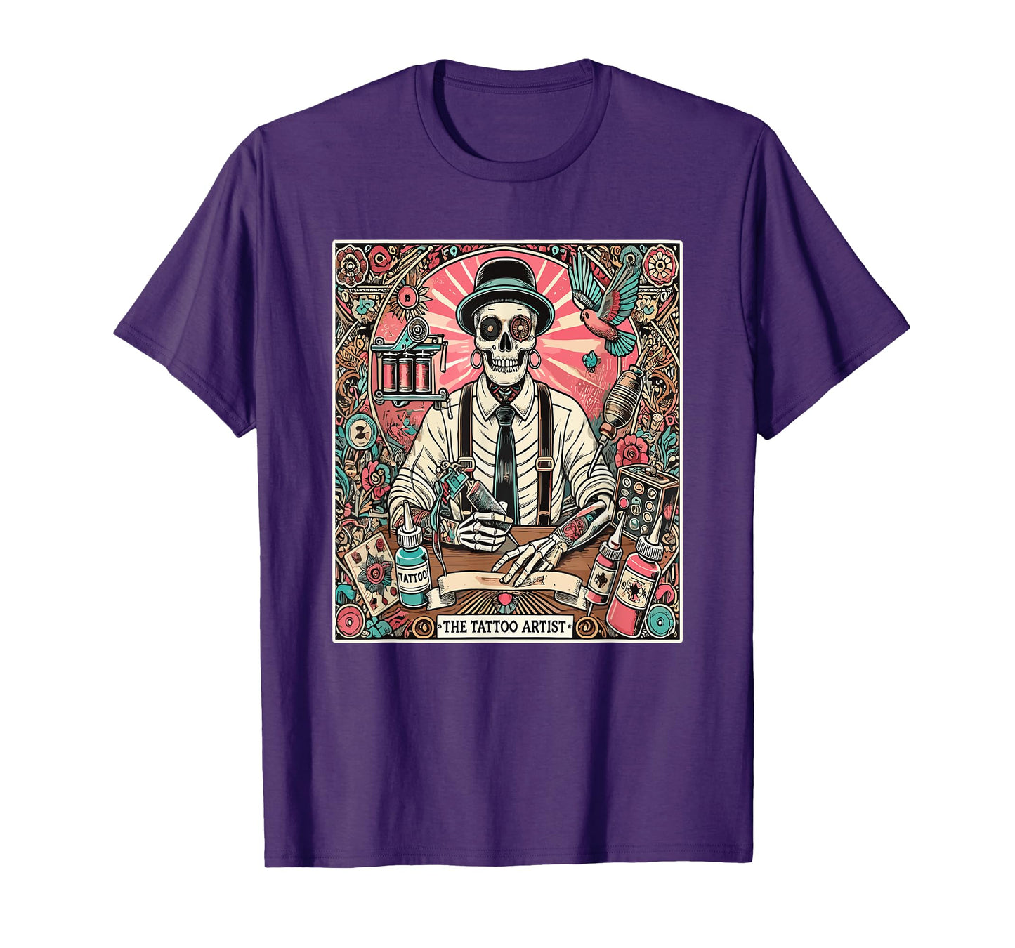 Tattoo Artist Tarot Card Skeleton Drawing Tattooist T-Shirt