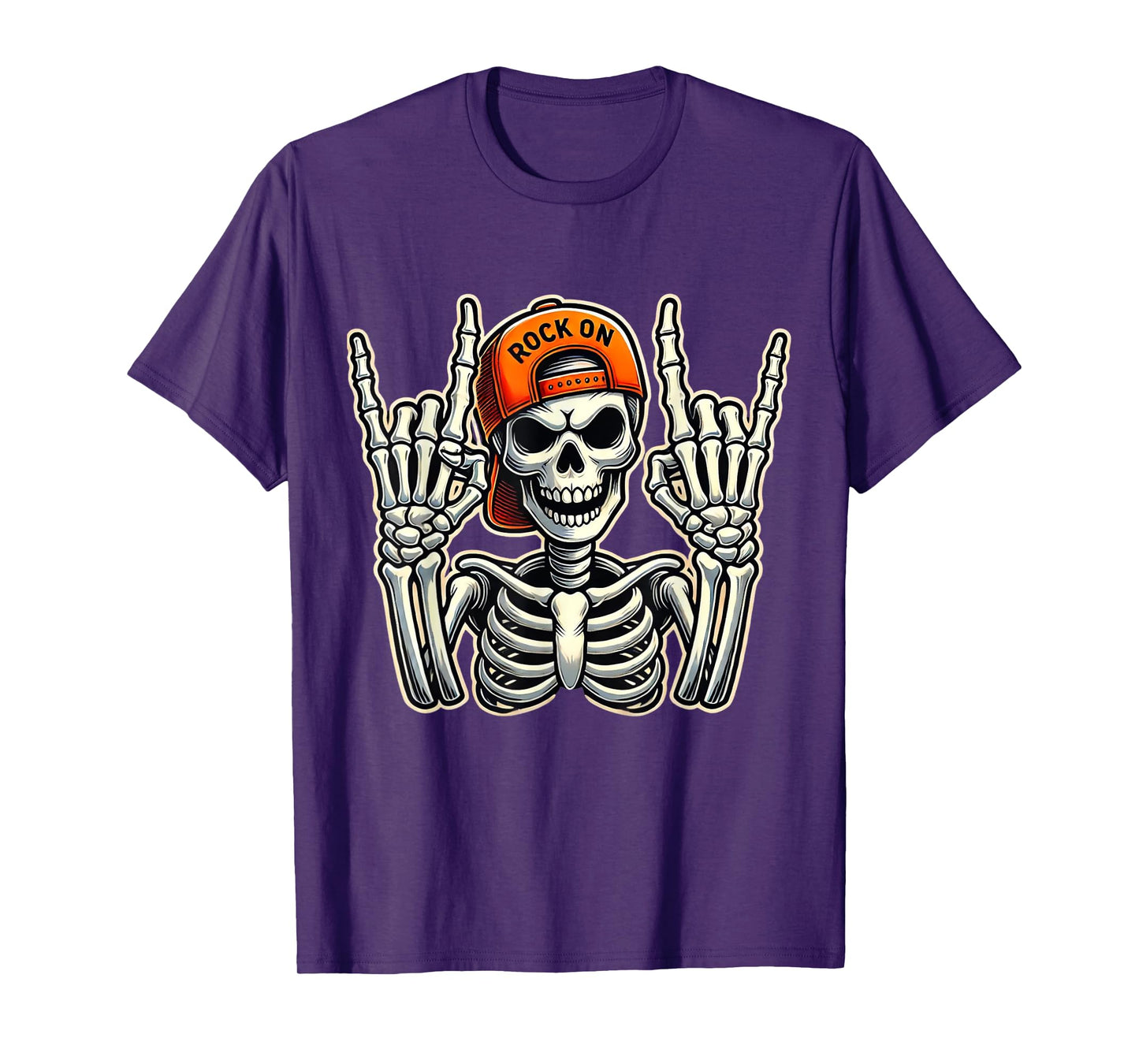 Cool Skeleton Rocker Skater Cap Halloween Punk Rock T-Shirt