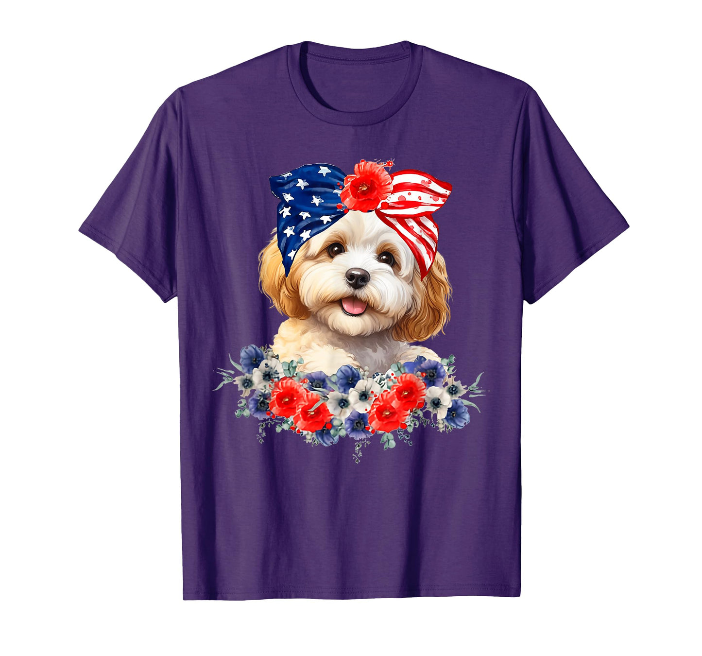 Cavapoo Dog Bandana American Flag 4th Of July T-Shirt