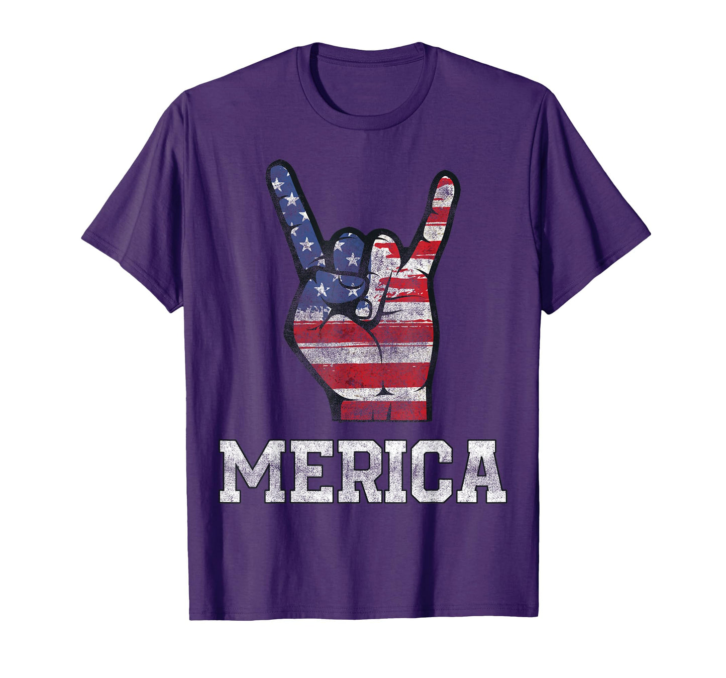 Merica Rock Sign 4th of July Vintage American Flag Retro USA T-Shirt