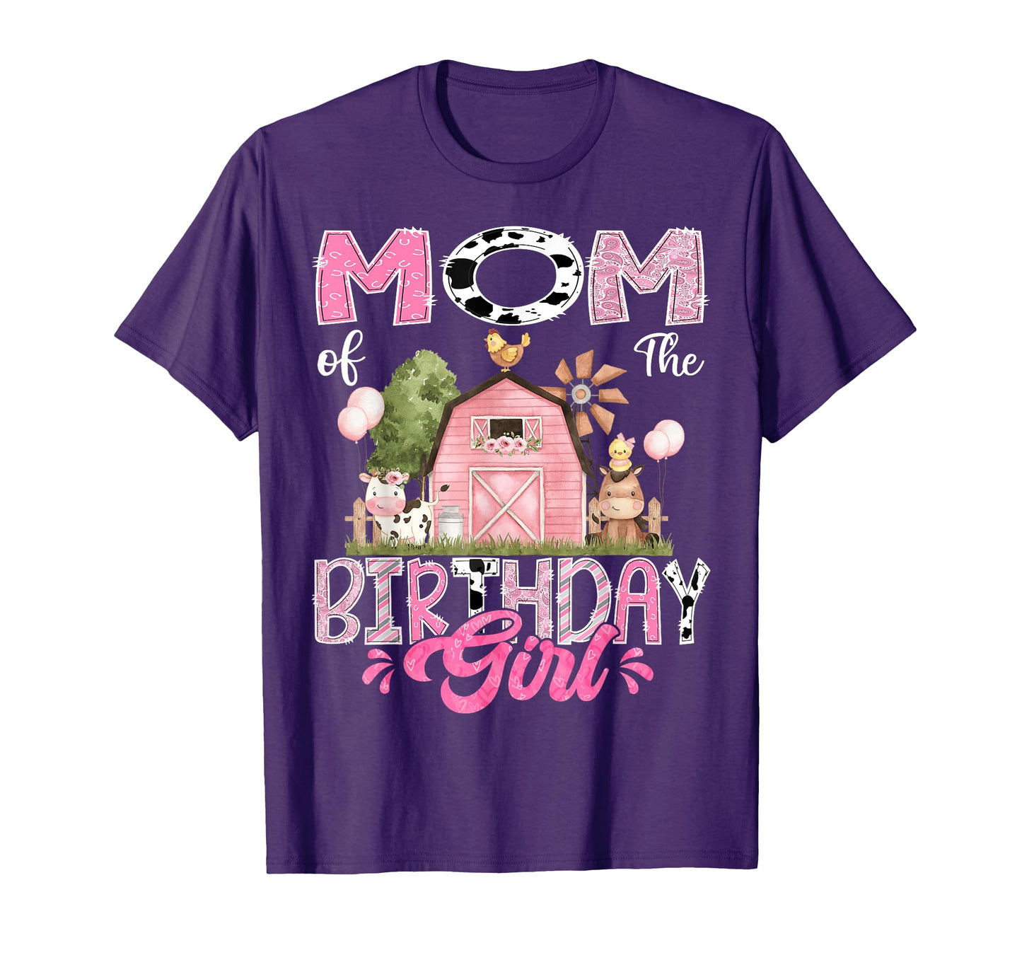 Mom Of The Birthday Girl 1St Birthday Pink Cow Farm T-Shirt