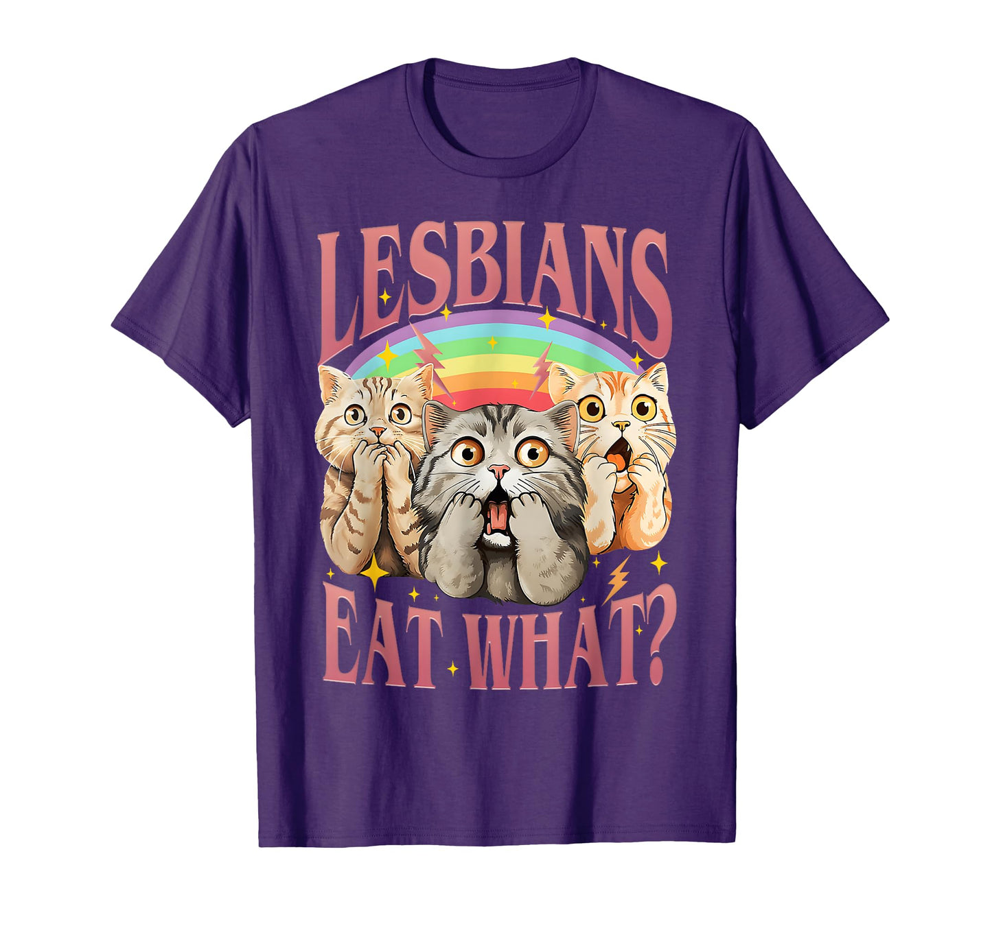 Retro Lgbt Eat What Cat Lesbian Pride Month Equal Rights T-Shirt for Men Women