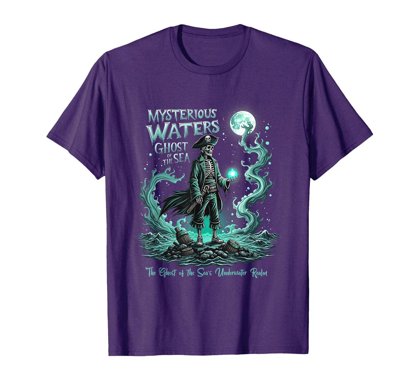 Mysterious Waters Ghost of the Sea Spooky Pirate Graphic T-Shirt