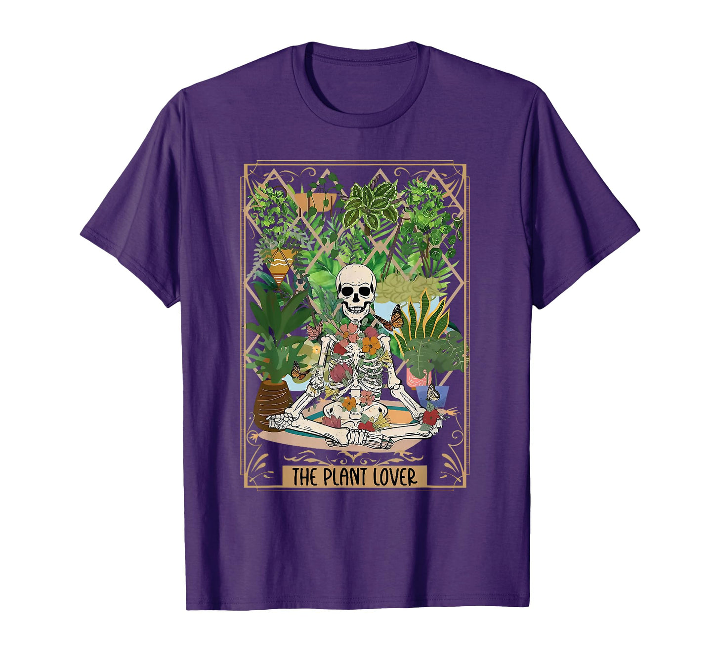 The Plant Lover Tarot Card Skeleton Spooky Season Halloween T-Shirt