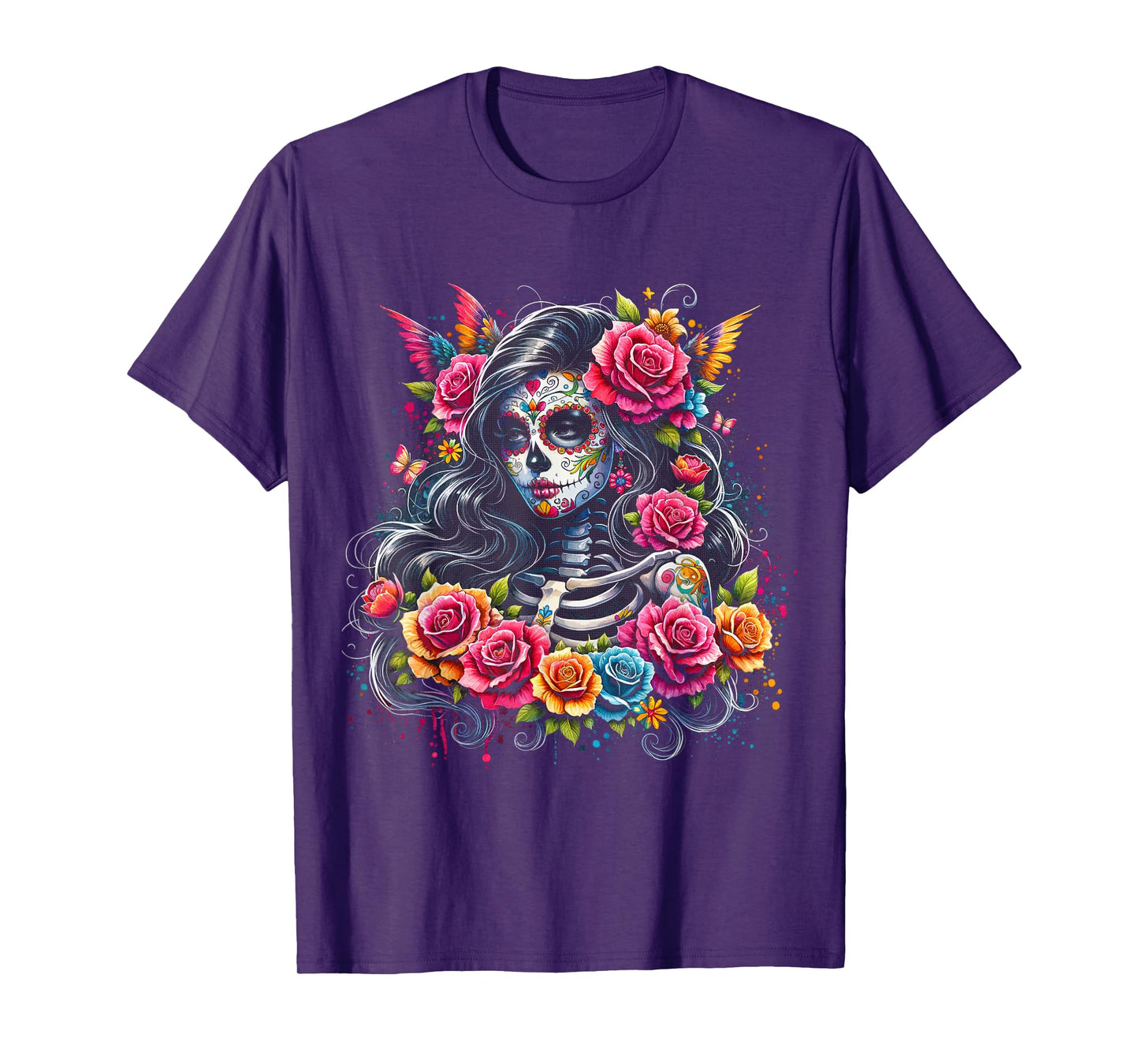 De Los Muertos La Catrina Day of the Dead Sugar Skull Women T-Shirt