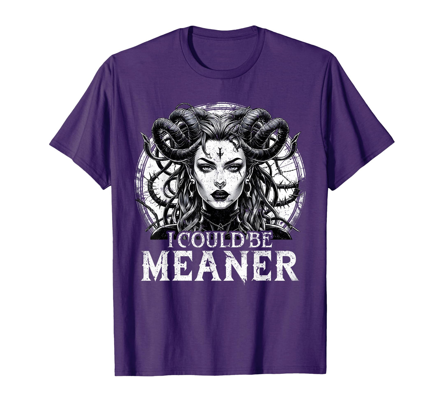 I Could Be Meaner Horned Demon Gothic Dark Queen T-Shirt