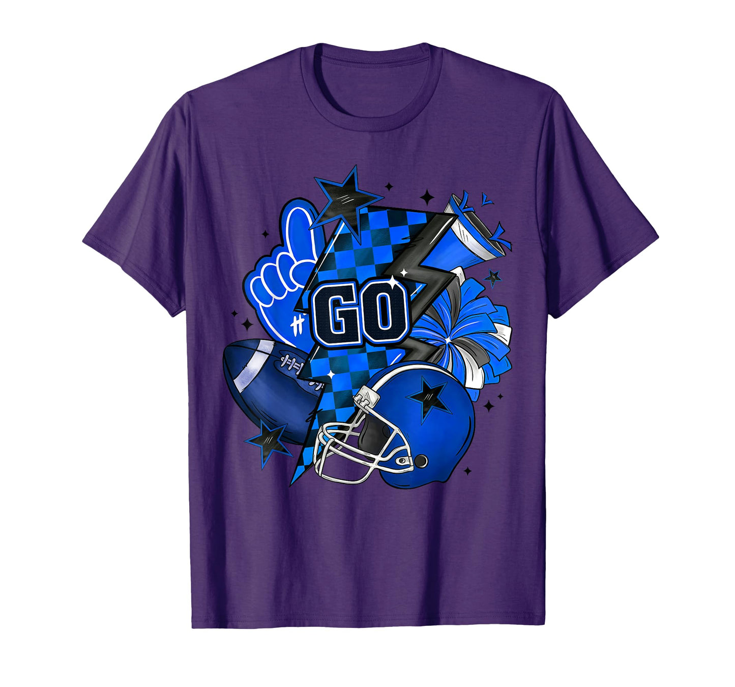 Game Day Cheer Blue Coquette Bow Touchdown Season Football T-Shirt