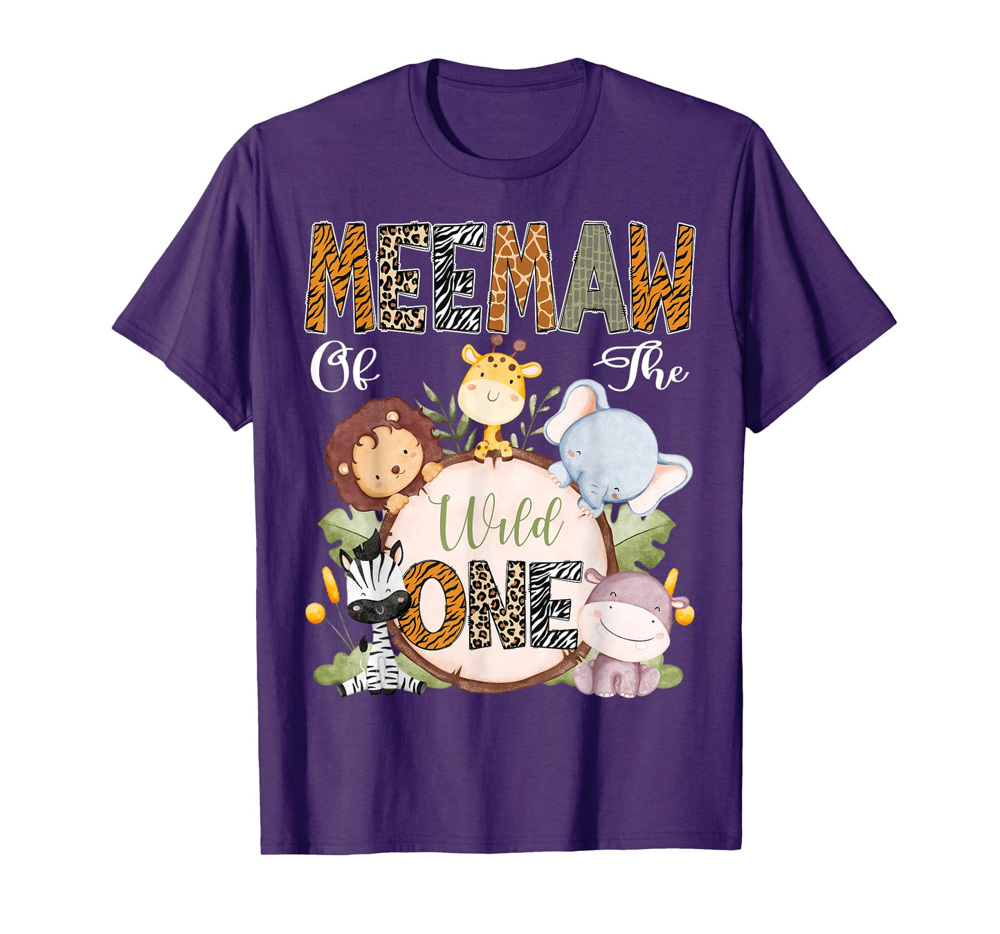 Meemaw Of The Wild One 1St Birthday Safari Woodland T-Shirt