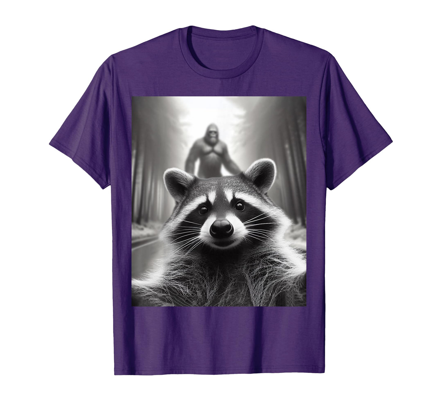Funny Tee Scared Raccoon Selfie Bigfoot Gift Mens Womens kid T-Shirt