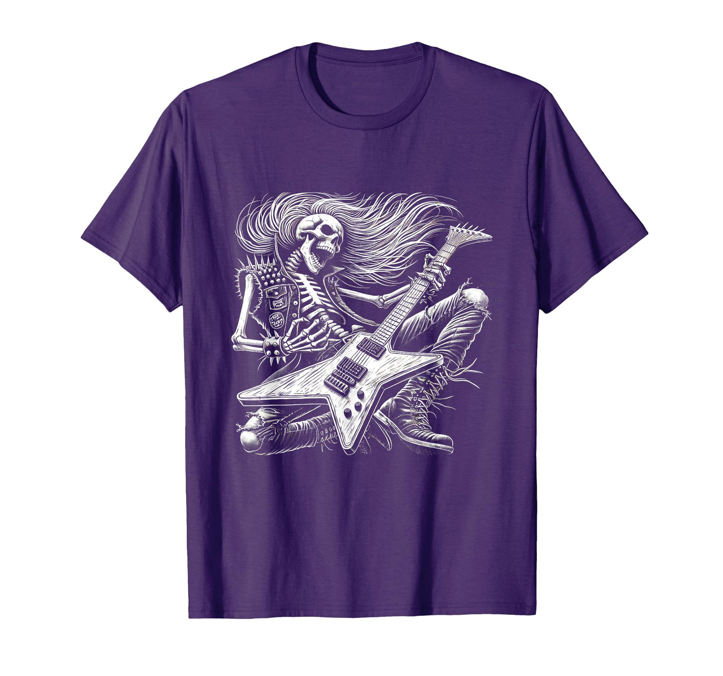 Skeleton Playing Guitar Music Gifts For Men Women Rock Band T-Shirt
