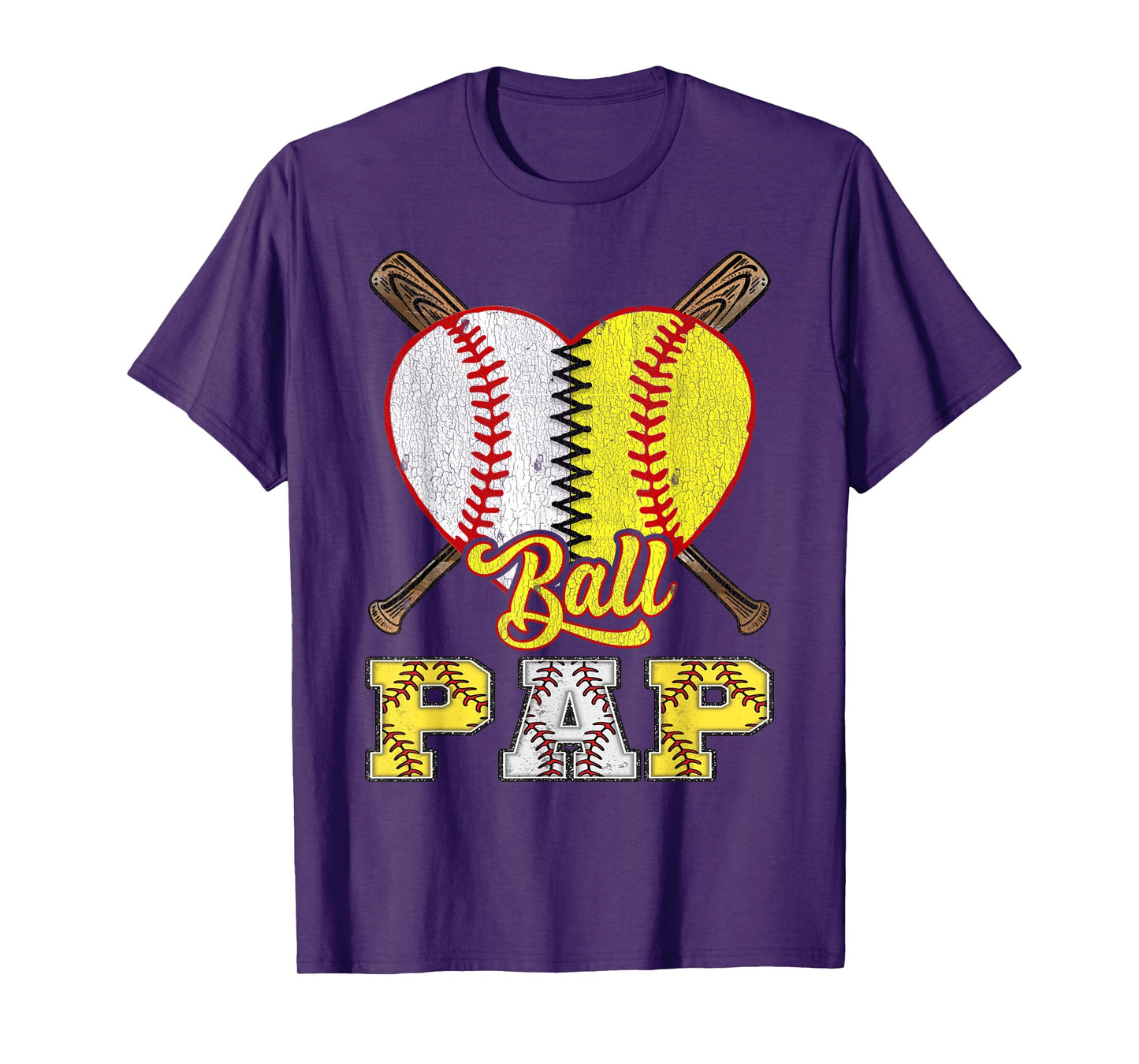 Pap Of Both Ball Pap Half Baseball Softball T-Shirt