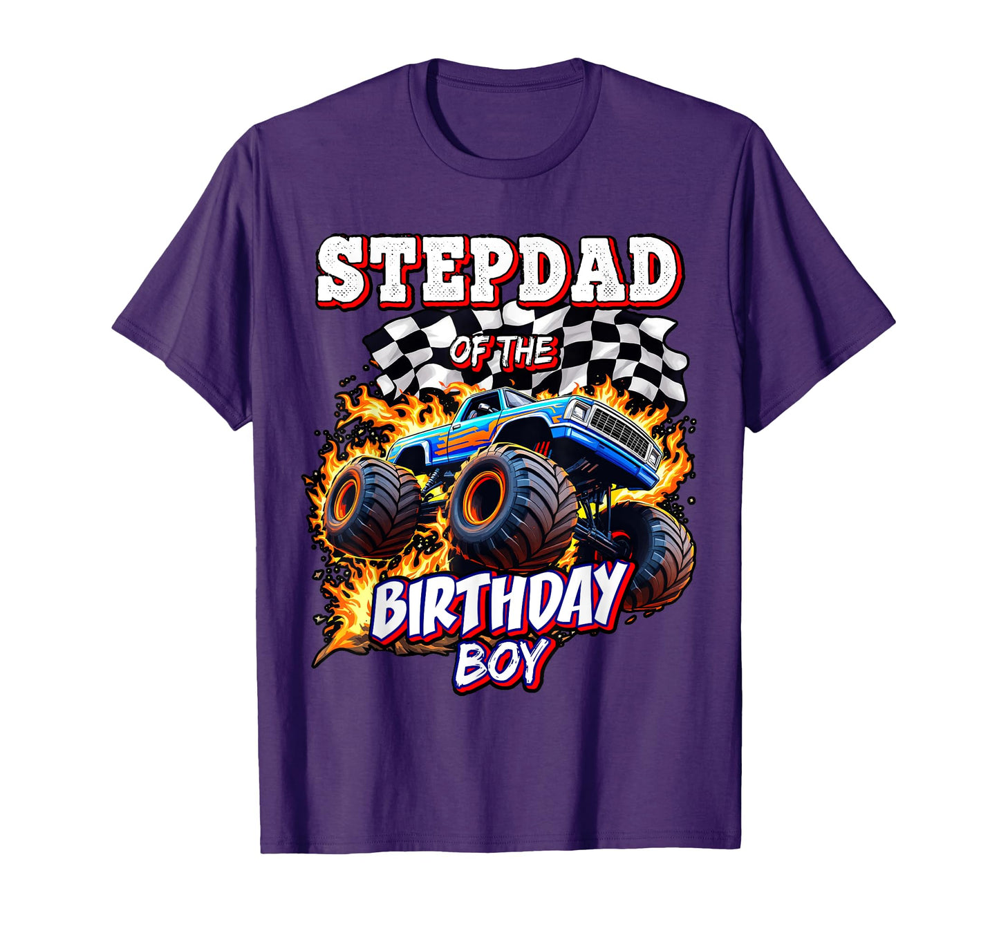 Stepdad of the Birthday Boy Monster Truck Birthday Novelty T-Shirt