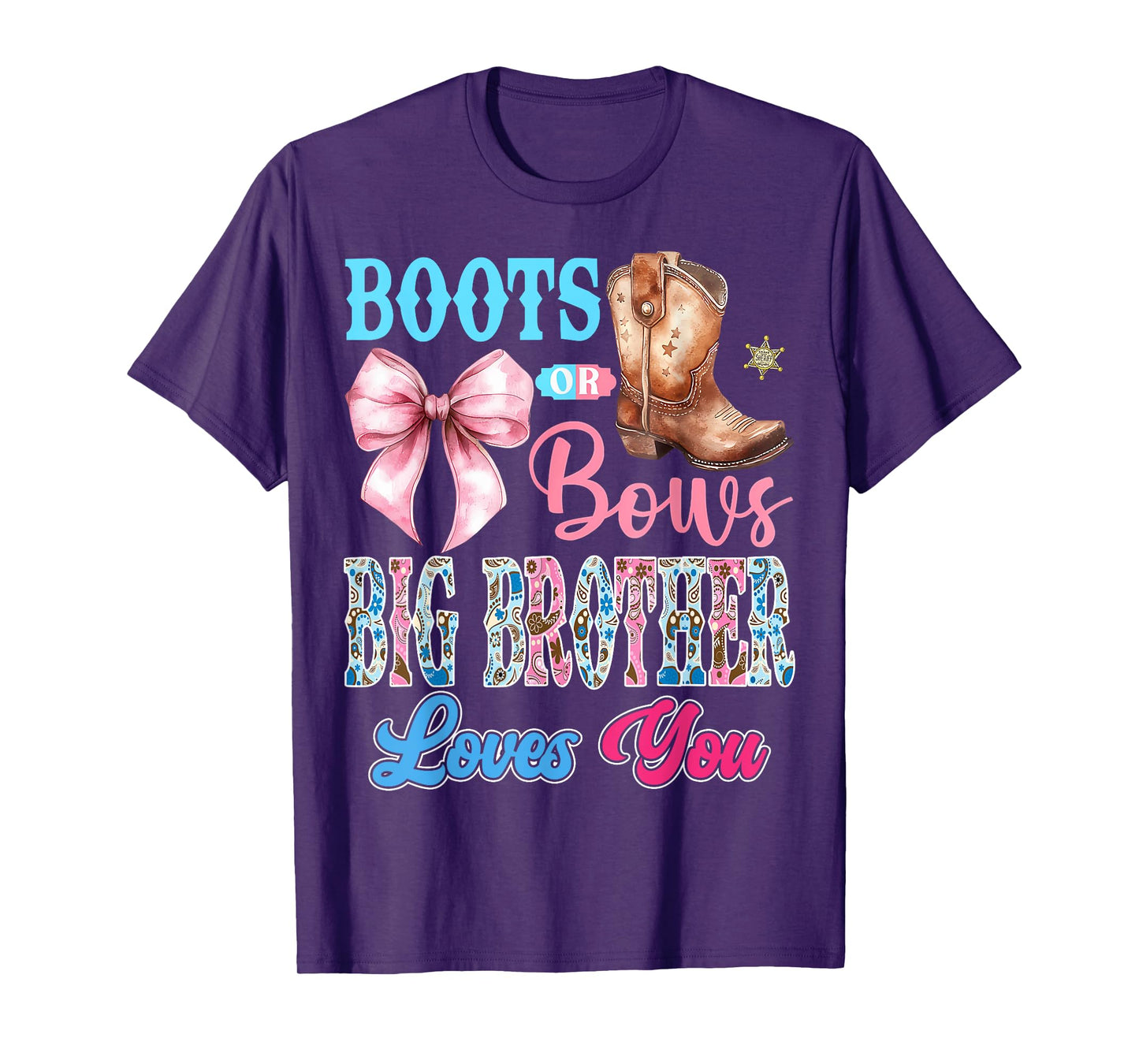 Boots or Bows Big Brother Loves You Gender Reveal Party T-Shirt
