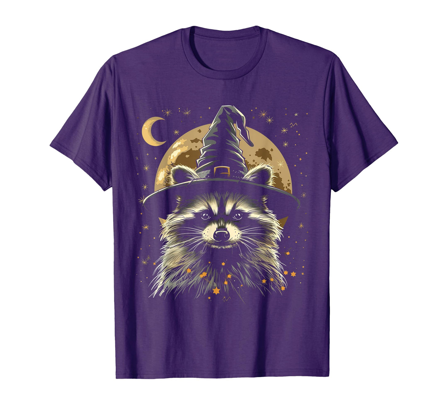 Raccoon Halloween Wizard Hat Funny Cute Witch Costume T-Shirt