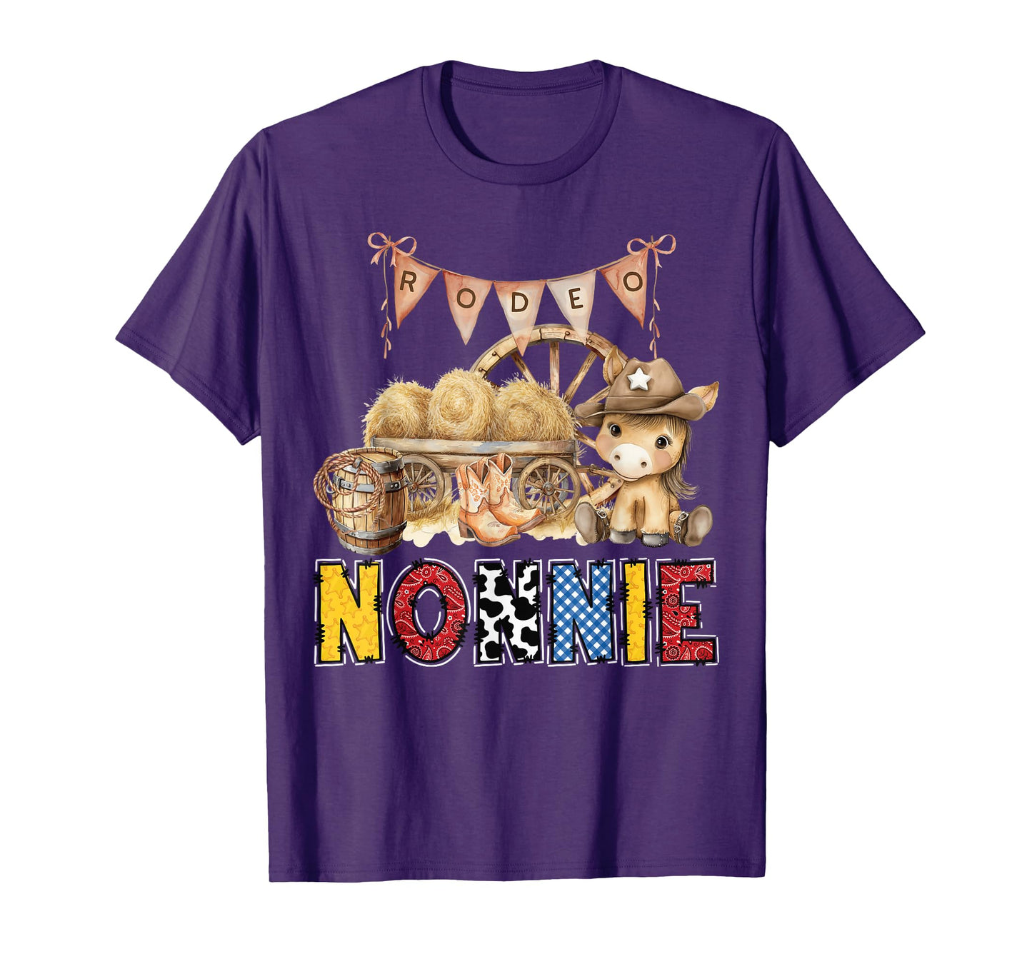 Rodeo Nonnie Western Cowboy Birthday Family Matching T-Shirt
