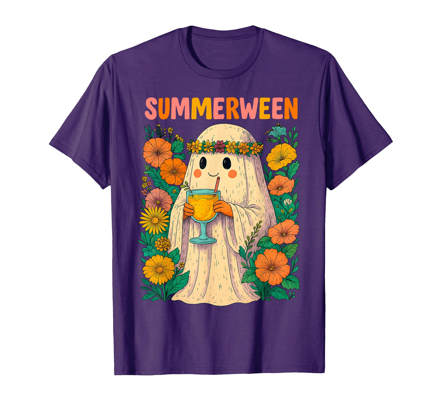 HUGvyn Halloween: Summerween Retro Ghost Beach Spooky Summer T-Shirt