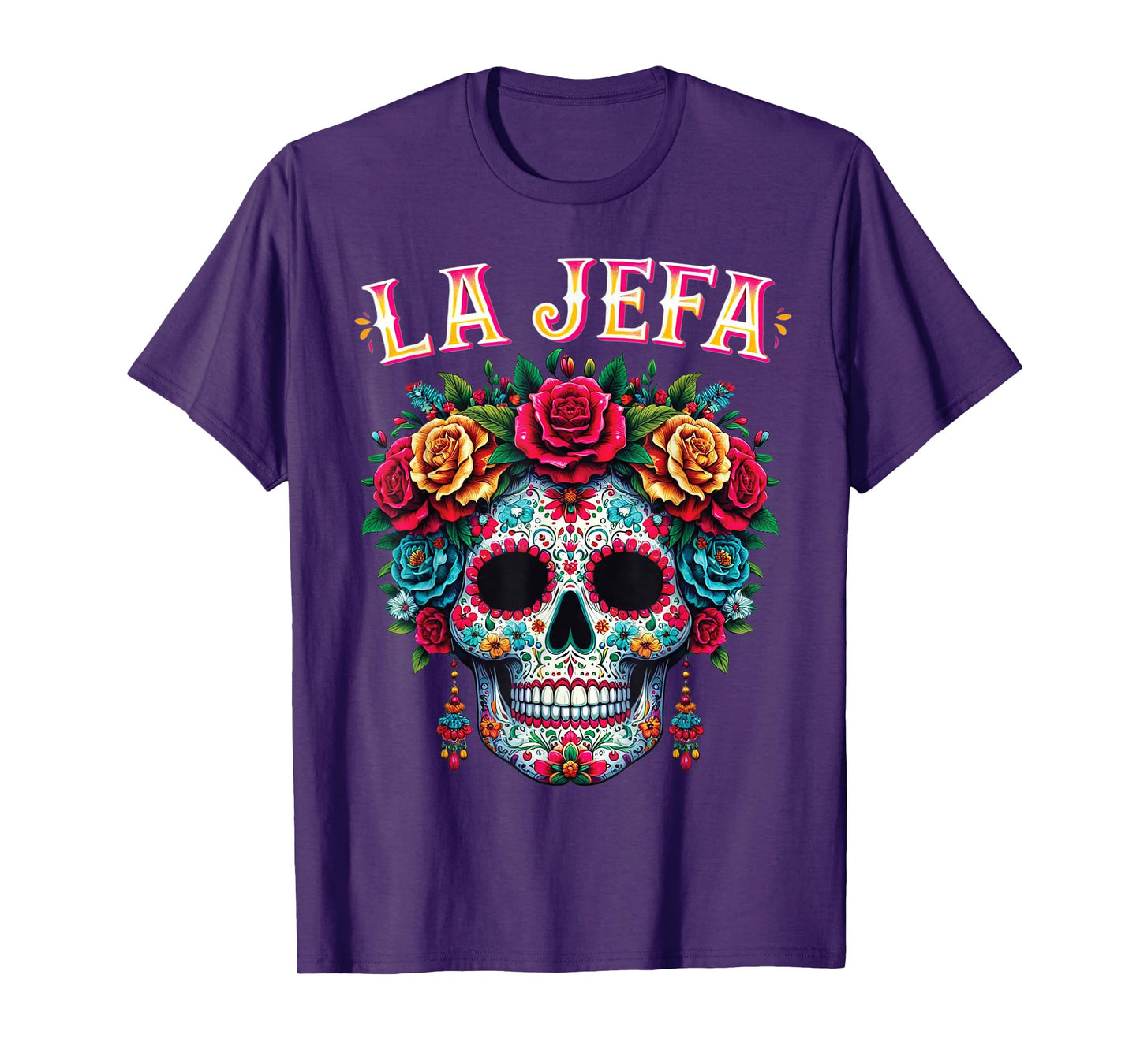 Mujer Calavera Mexicana For Dia De Los Muertos La Jefa T-Shirt