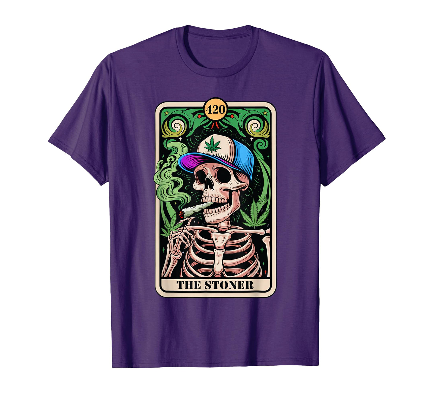 The Stoner Tarot Card Skeleton 420 Cannabis Weed Lover T-Shirt