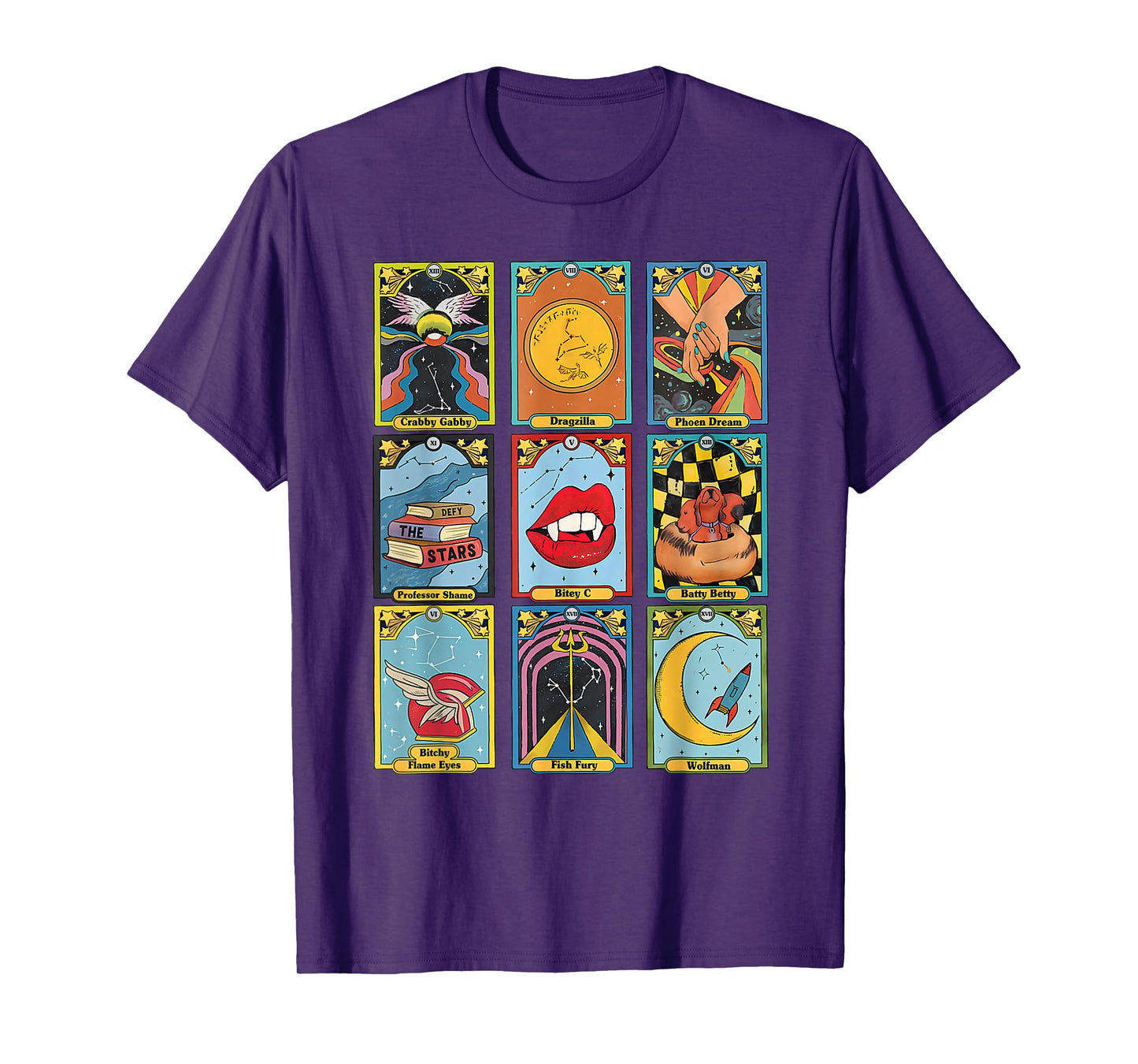 Zodiac Academy Retro Tarot Card Character Art Men Women T-Shirt